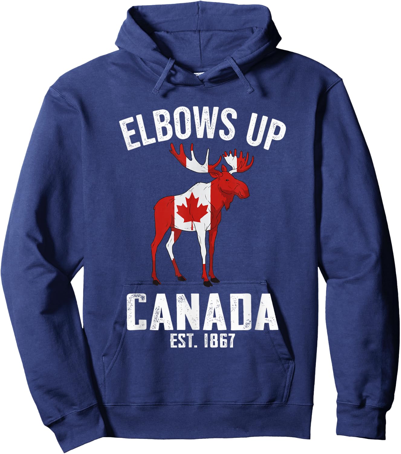 Elbows Up Canada Est 1867 Moose Canadian Men Women Canada Hoodie - Hoodie | Navy
