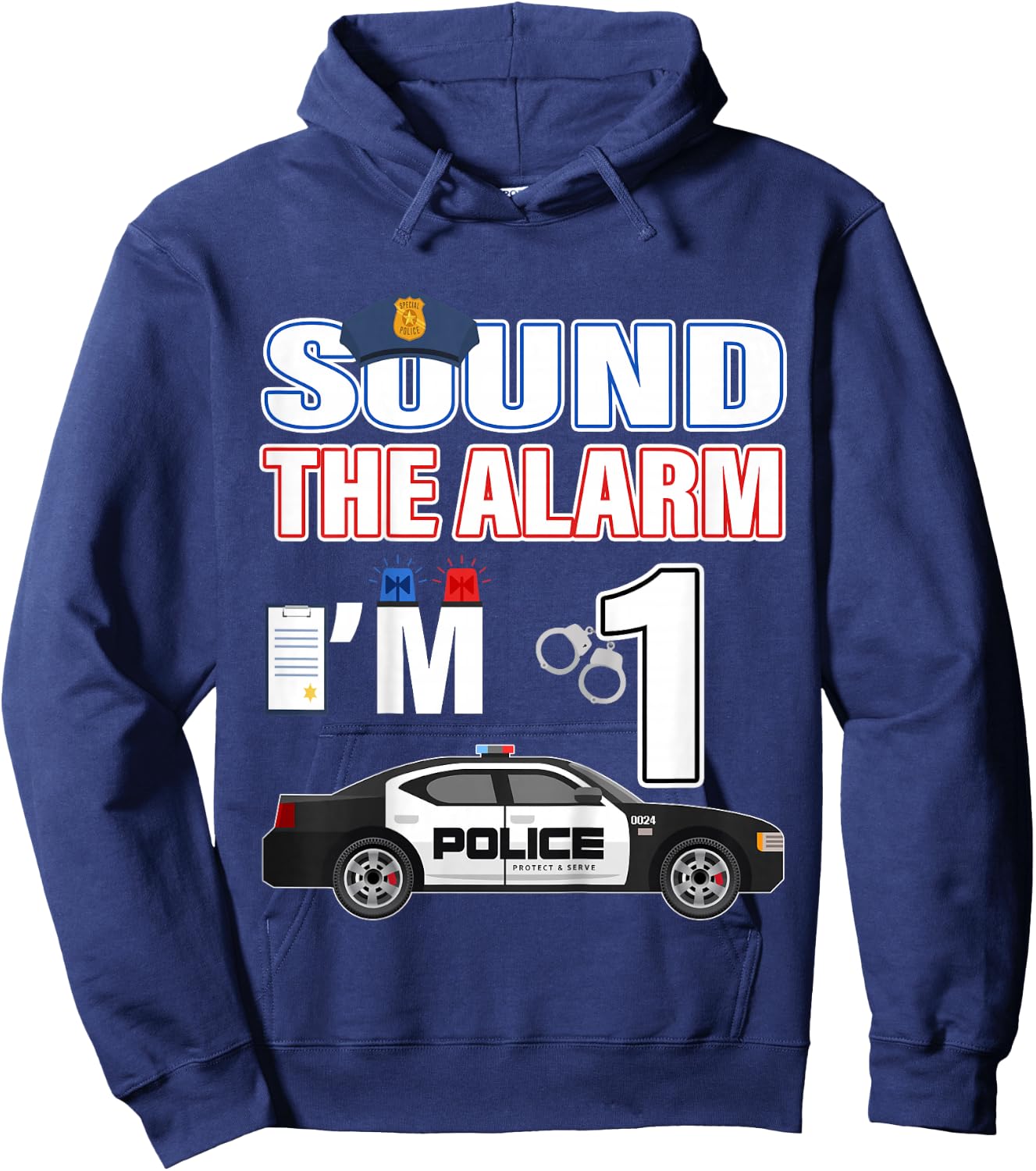 Police Car 1st Birthday Boy 1 year old Cop Policeman Officer Hoodie - Hoodie | Navy