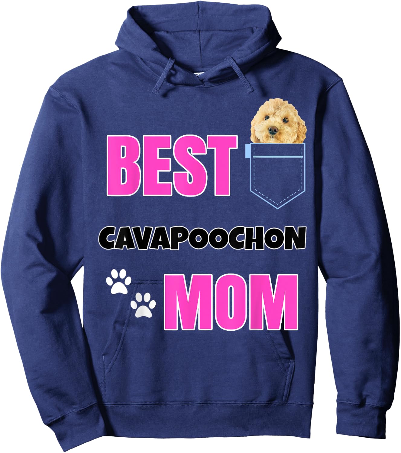 Cavapoochon in pocket Puppy Dog Lover cute Best Poodle Mom Men Women Hoodie - Hoodie | Navy