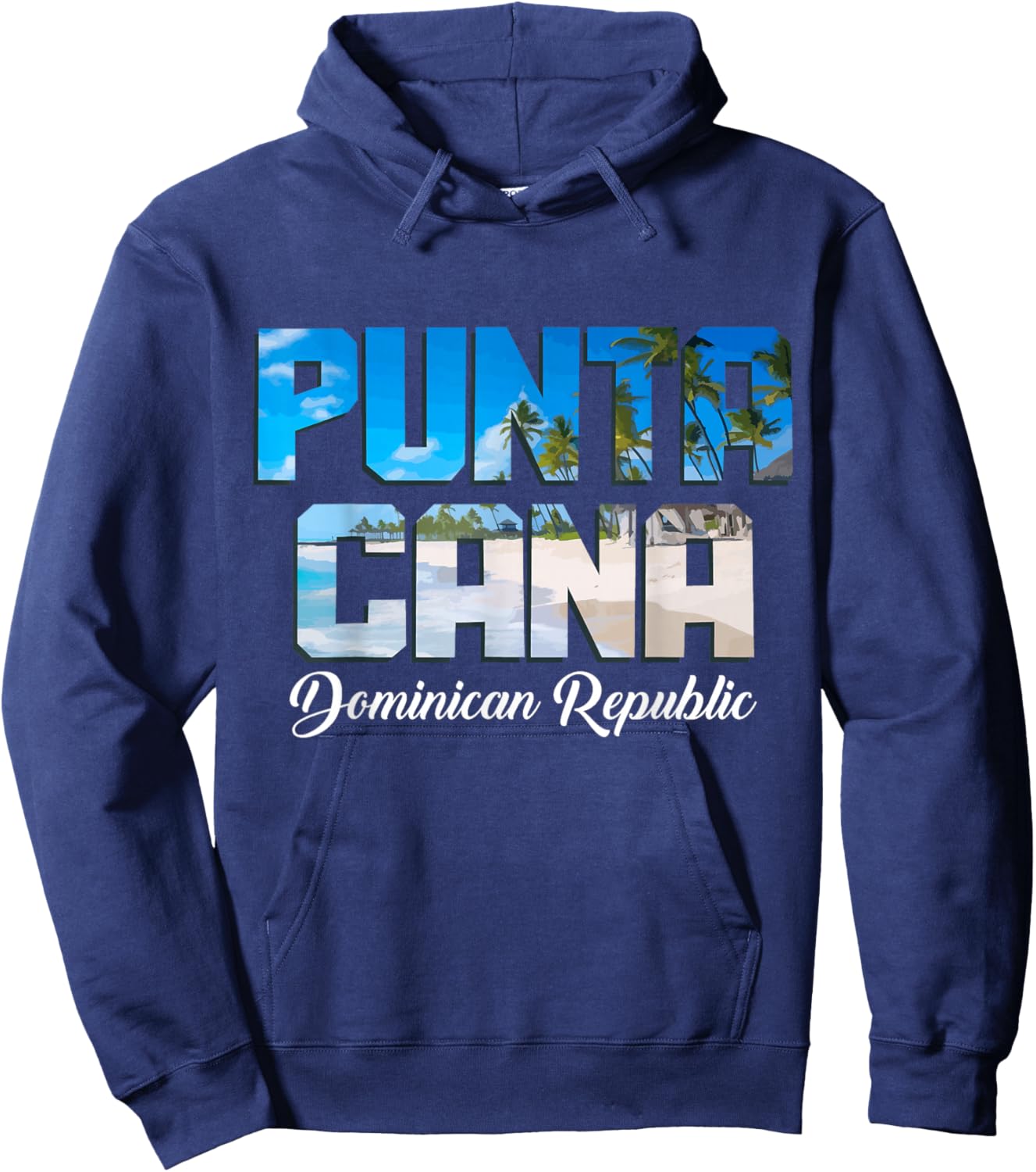 Punta Cana Vintage Souvenir Beach Surfer Dominican Republic , Black Hoodie - Hoodie | Navy