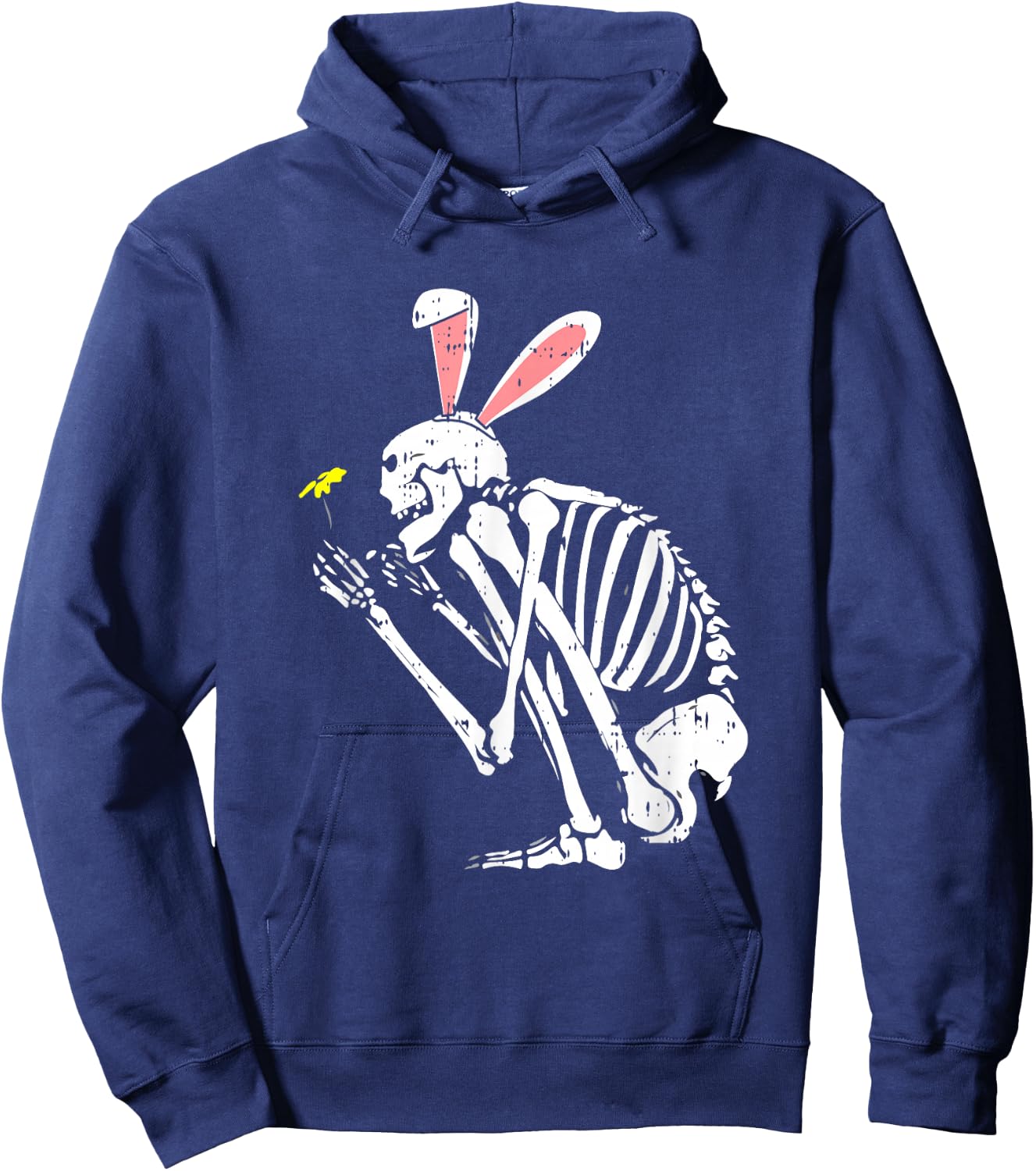 Skeleton Bunny Ears Easter Egg Hunting Bones Spring Hoodie - Hoodie | Navy