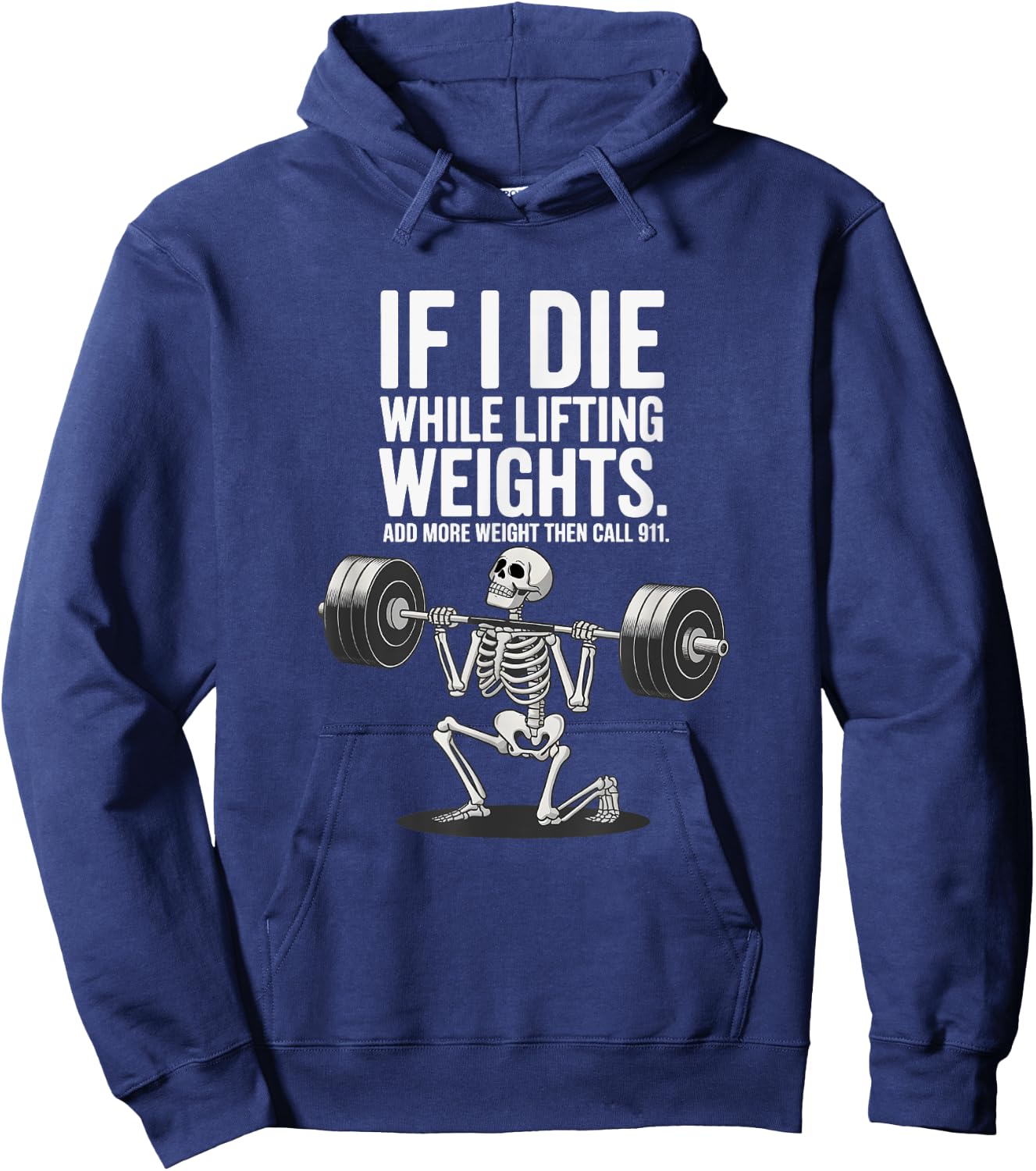 Hardcore Gym Lifter Apparel -Adults Black Small Modern Humorous Gym Skeleton Workout Fitness Hoodie - Hoodie | Navy