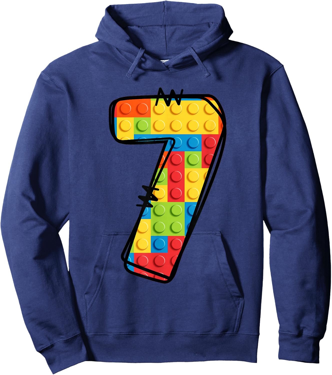 7 Year Old Blocks Building Master Builder 7th Birthday Hoodie - Hoodie | Navy
