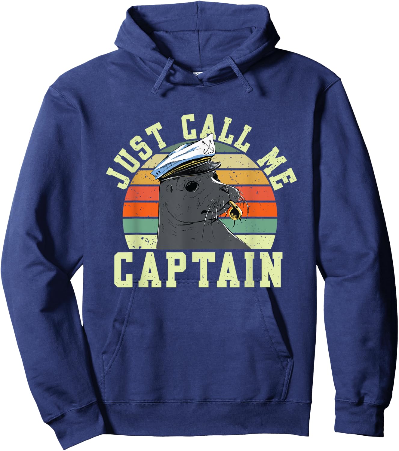 Retro Just Call Me Captain | Seal Seaman | Sailor Hoodie - Hoodie | Navy