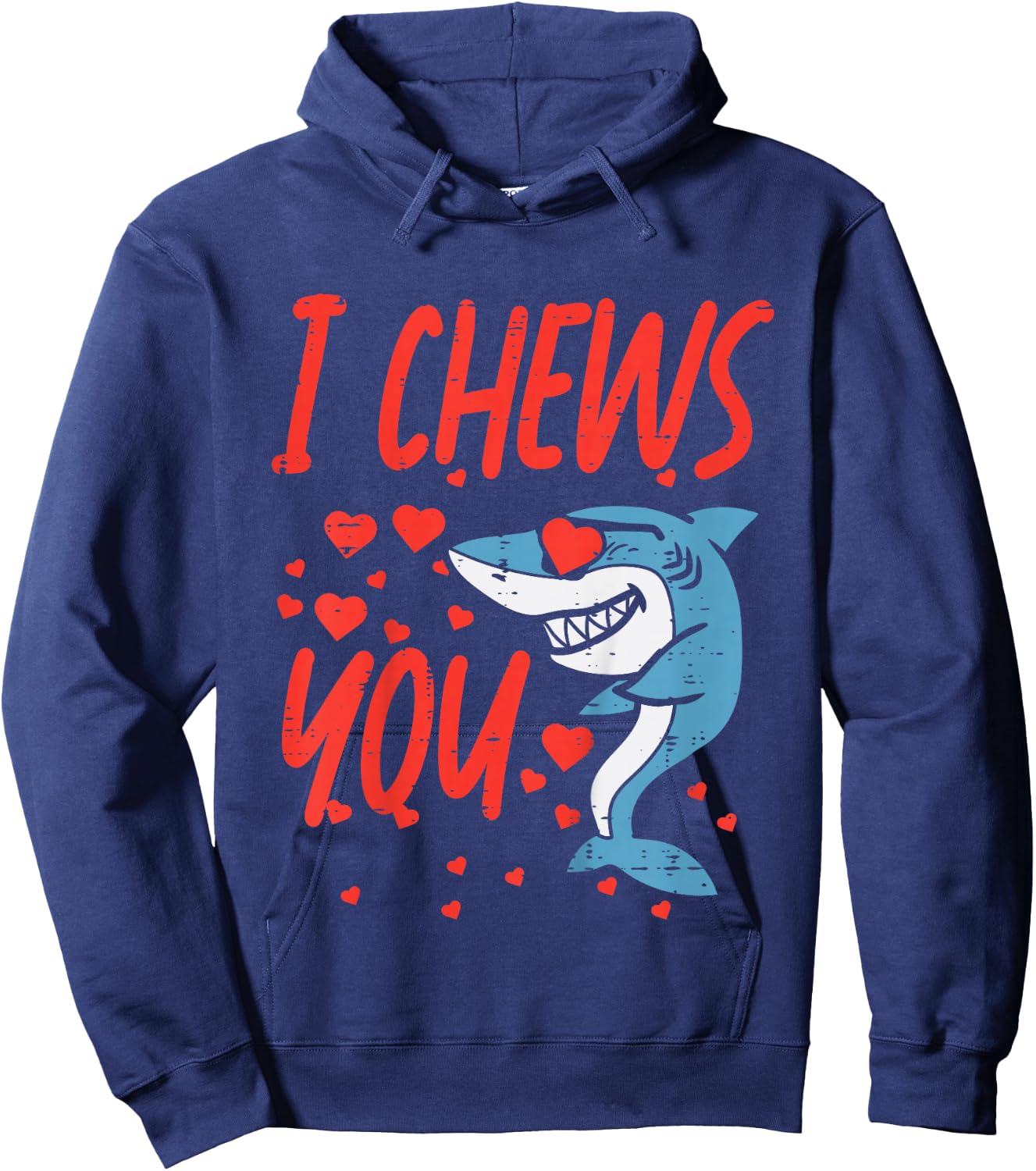 Kids I Chews You Shark Kids Valentines Day Toddler Baby Boys Hoodie - Hoodie | Navy