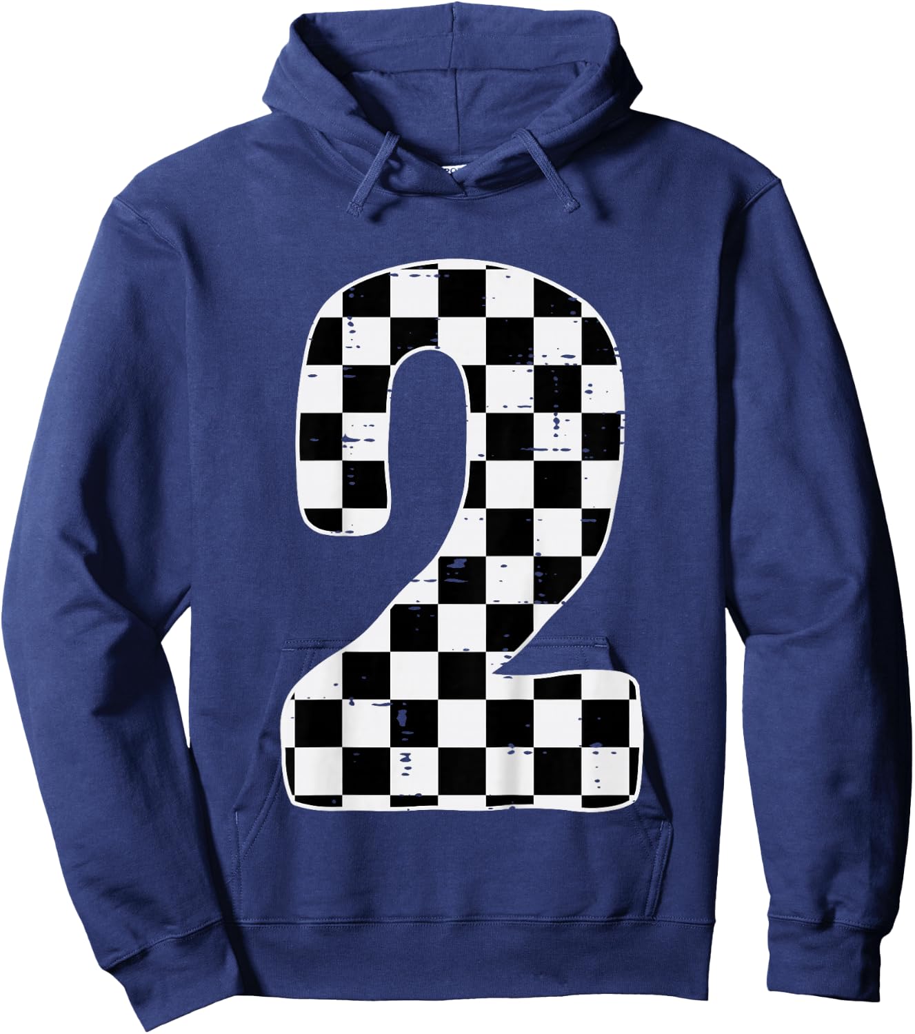 2nd Birthday 2 Racing Flag Two Year Old Bday Boys Girls Kids Hoodie - Hoodie | Navy