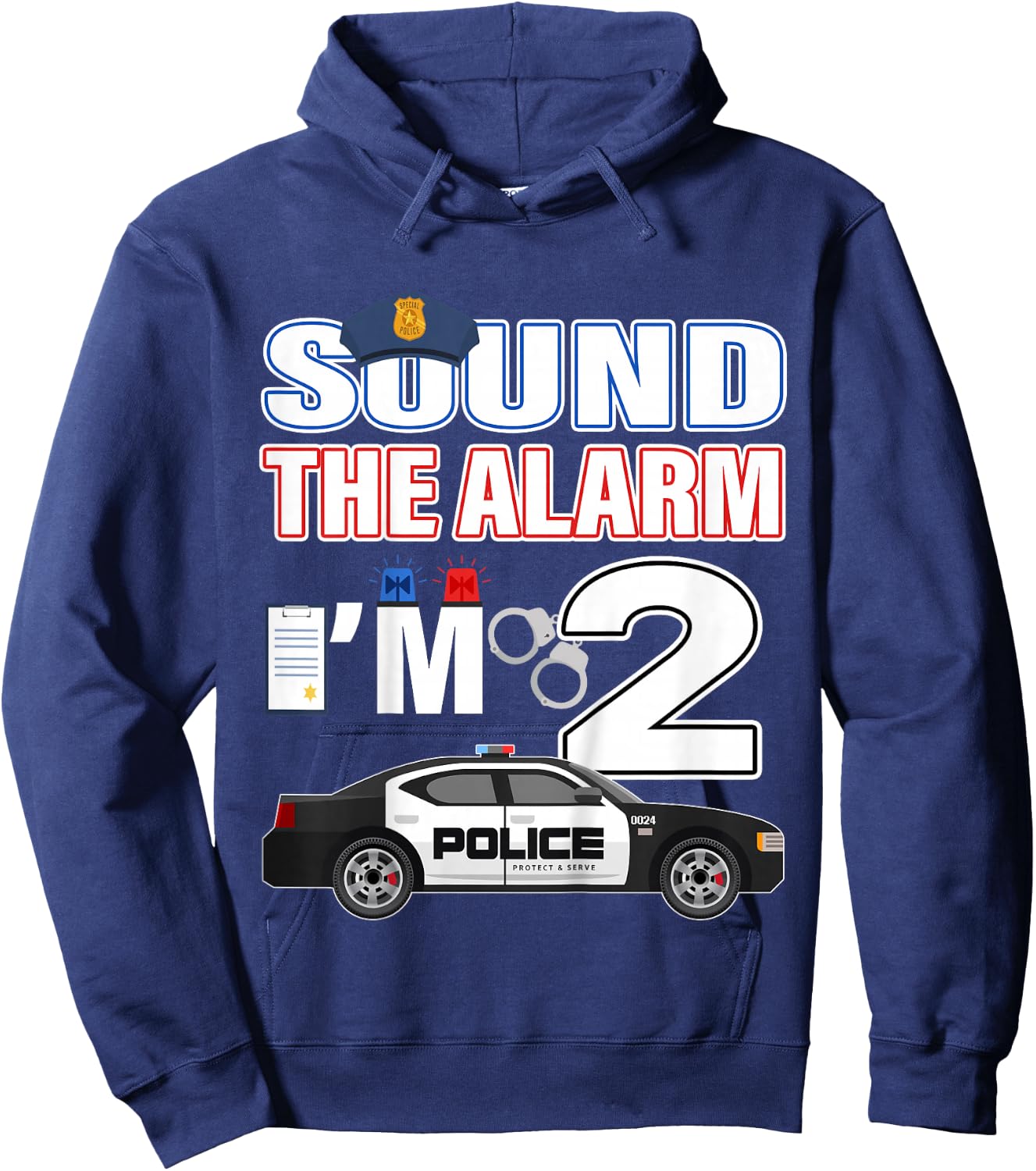 Police Car 2nd Birthday Boy 2 year old Cop Policeman Officer Hoodie - Hoodie | Navy