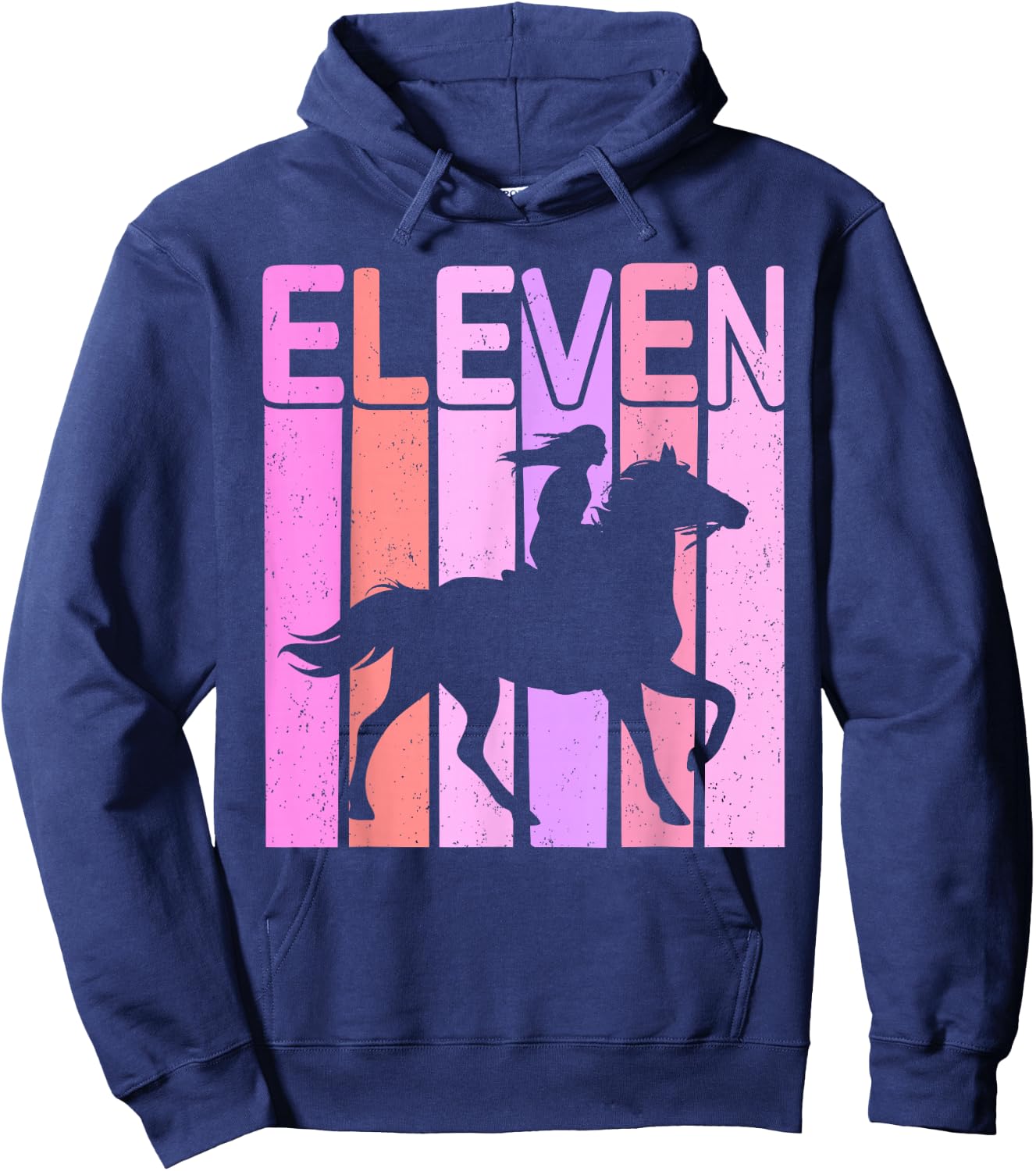 Horse Girl 11th Birthday Horseback Riding 11 Year Old Hoodie - Hoodie | Navy