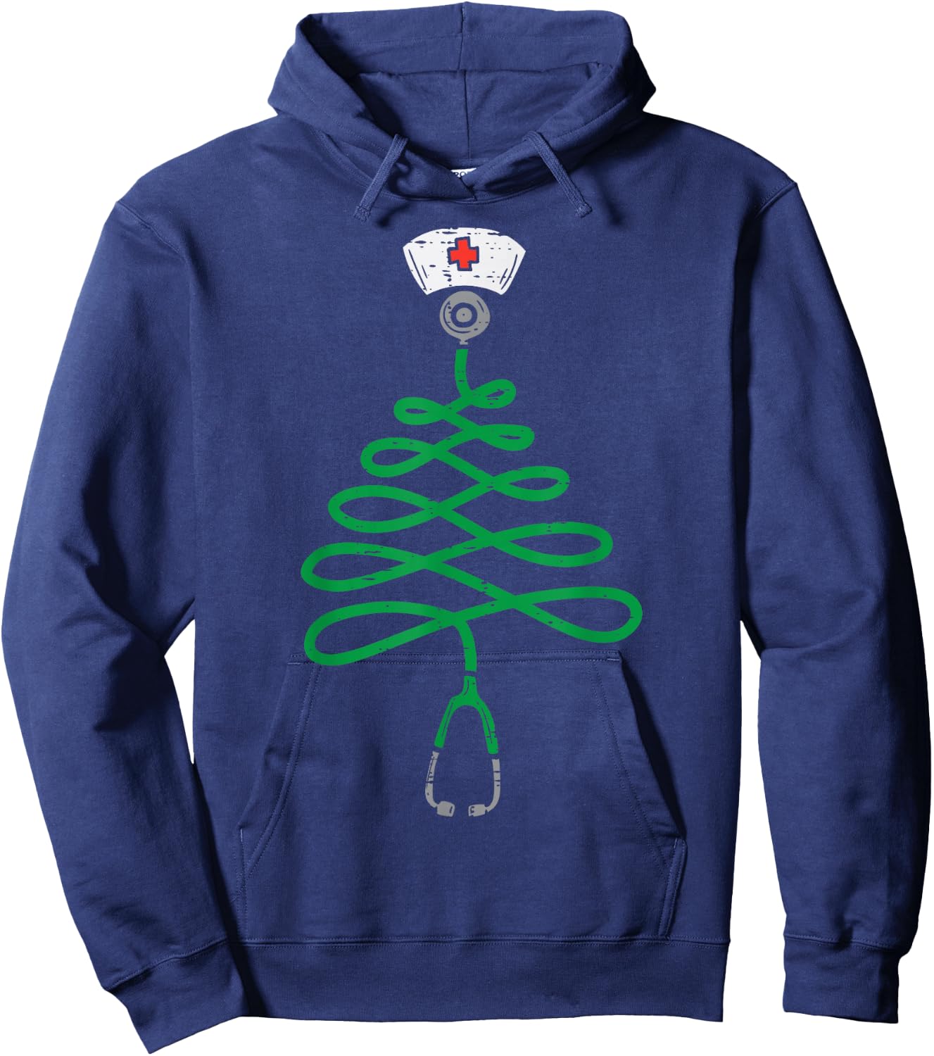 Stethoscope Christmas Tree Nurse Christmas Scrub Top Xmas Hoodie - Hoodie | Navy