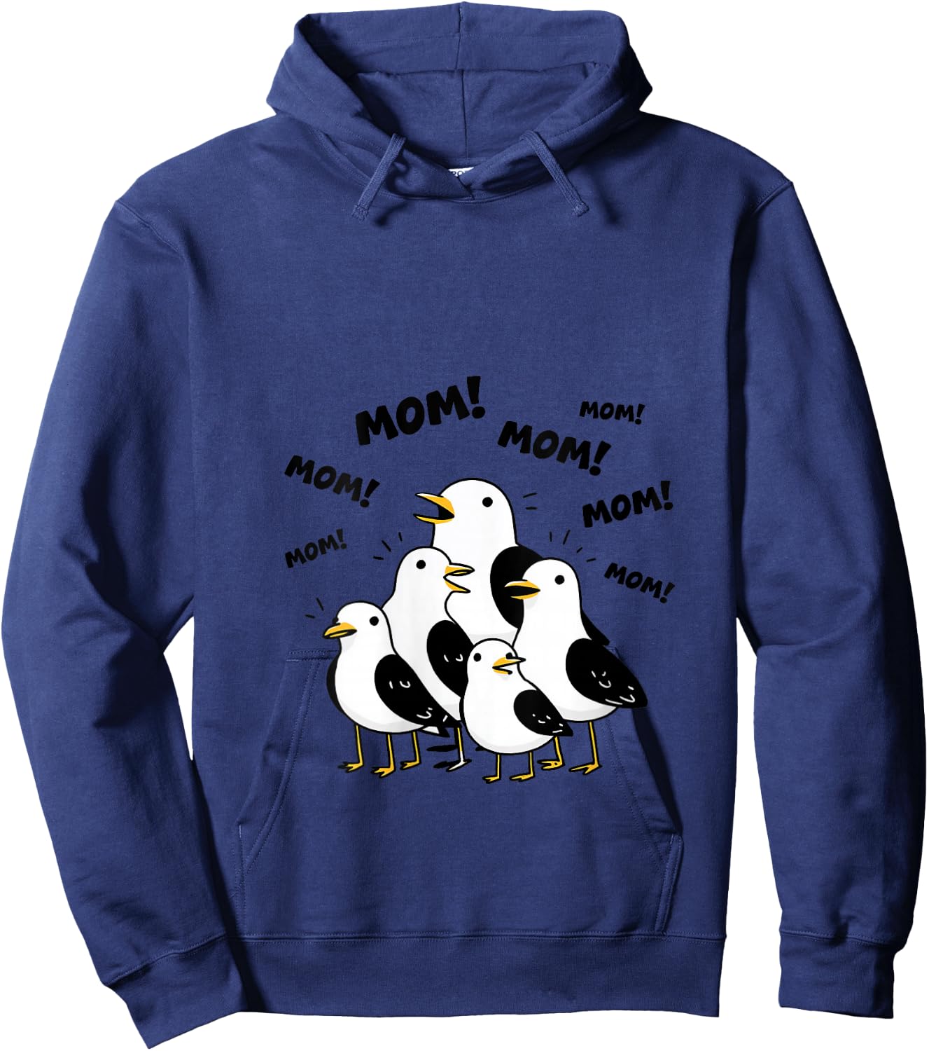 Women's Funny Mom Seagull Tired Mama Cute Mother's Day for Mom V-Neck Hoodie - Hoodie | Navy