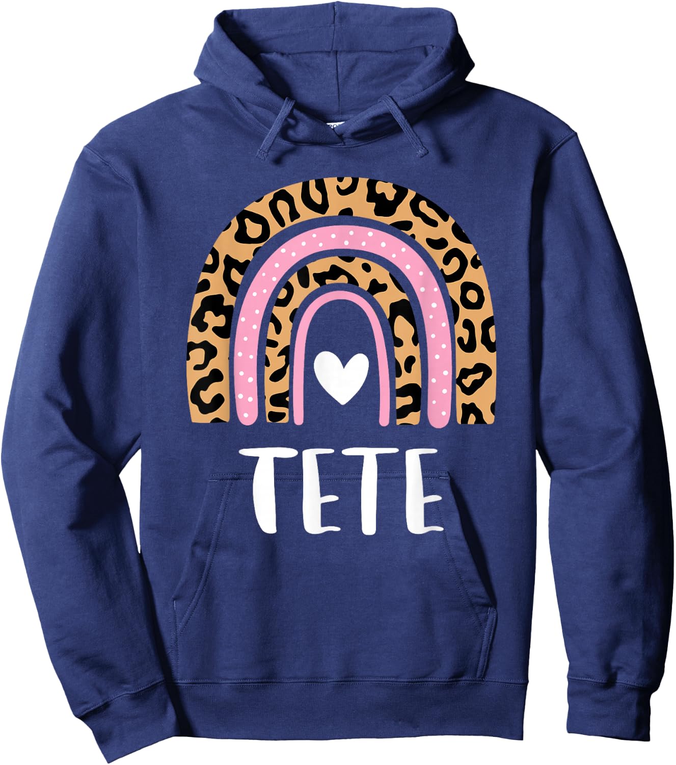 Tete Leopard Print Rainbow Cute Mothers Day Funny Tete Hoodie - Hoodie | Navy