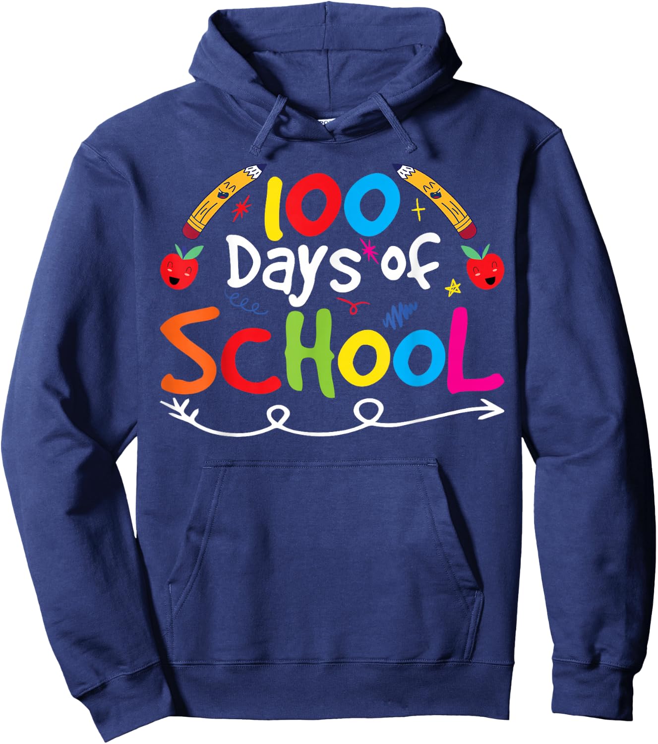 100 Days School Team Cute Sayings , black Hoodie - Hoodie | Navy