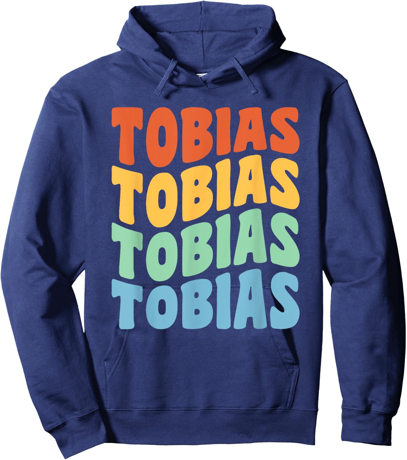 Tobias First Name Retro Groovy Personalized Hoodie - Hoodie | Navy