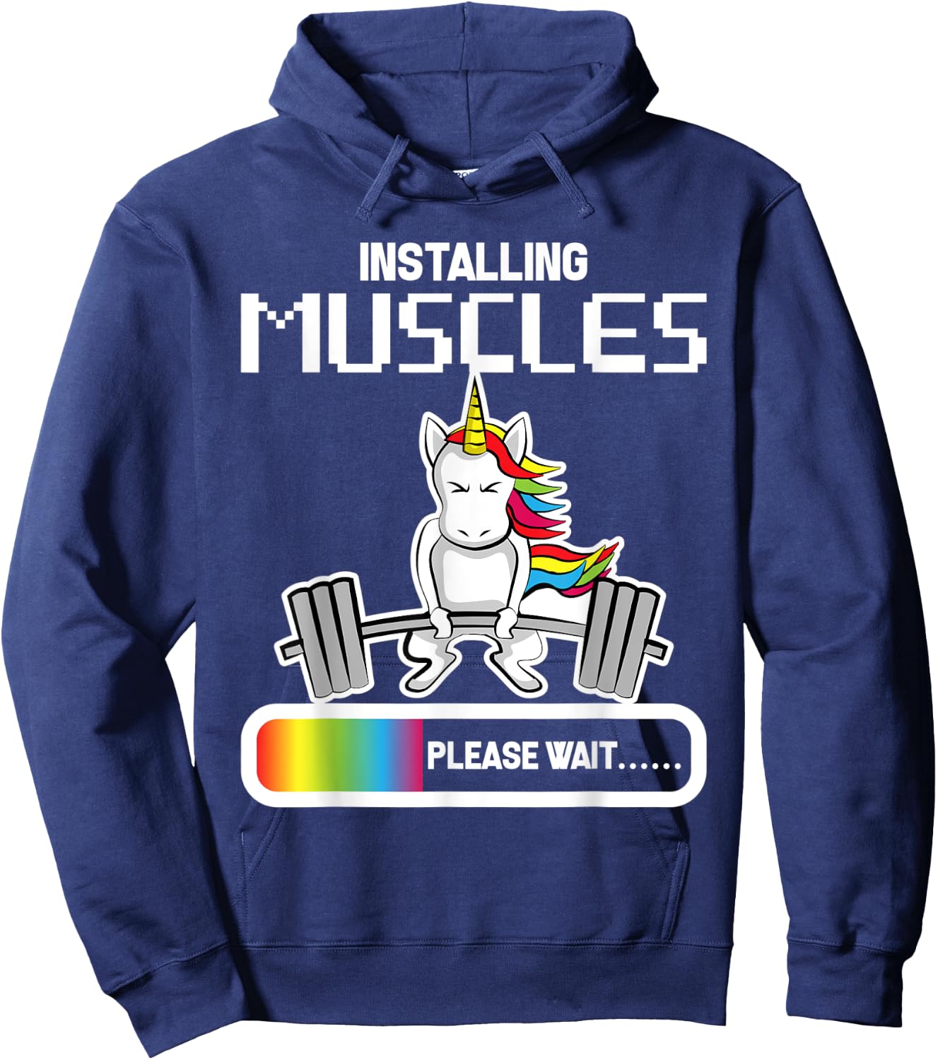 Installing Muscles - Unicorn Loading Shirt Hoodie - Hoodie | Navy