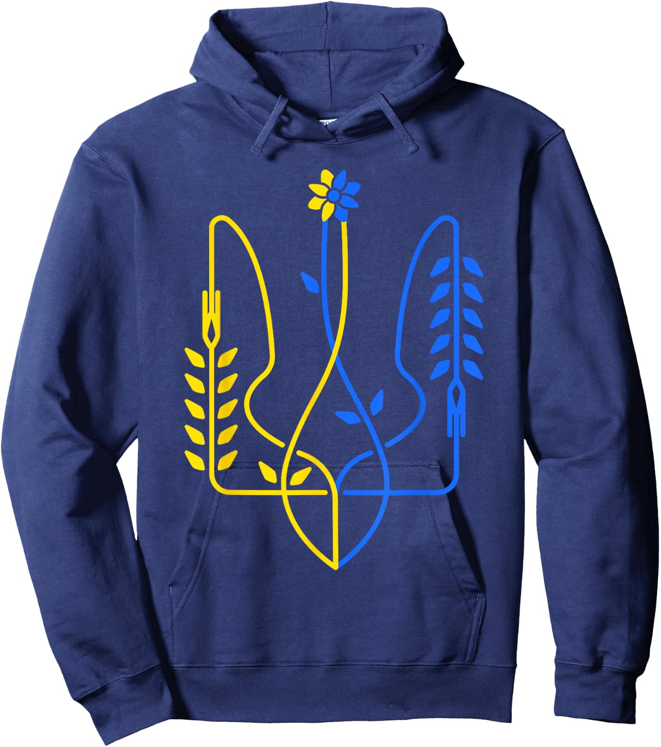 Ukrainian Flag Ukraine Gold Trident Symbol , Black, S Hoodie - Hoodie | Navy