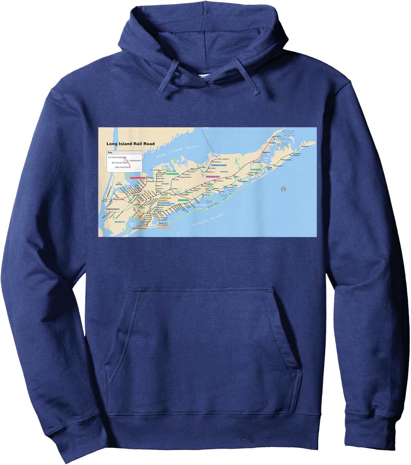 Long Island Rail Road Map - NYC - USA Hoodie - Hoodie | Navy