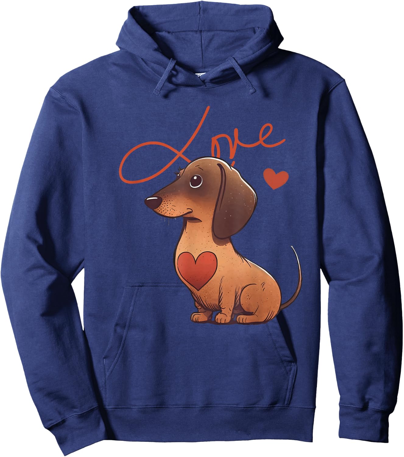 Dachshund Dog with Heart Decoration, Dachshundlove , black Hoodie - Hoodie | Navy