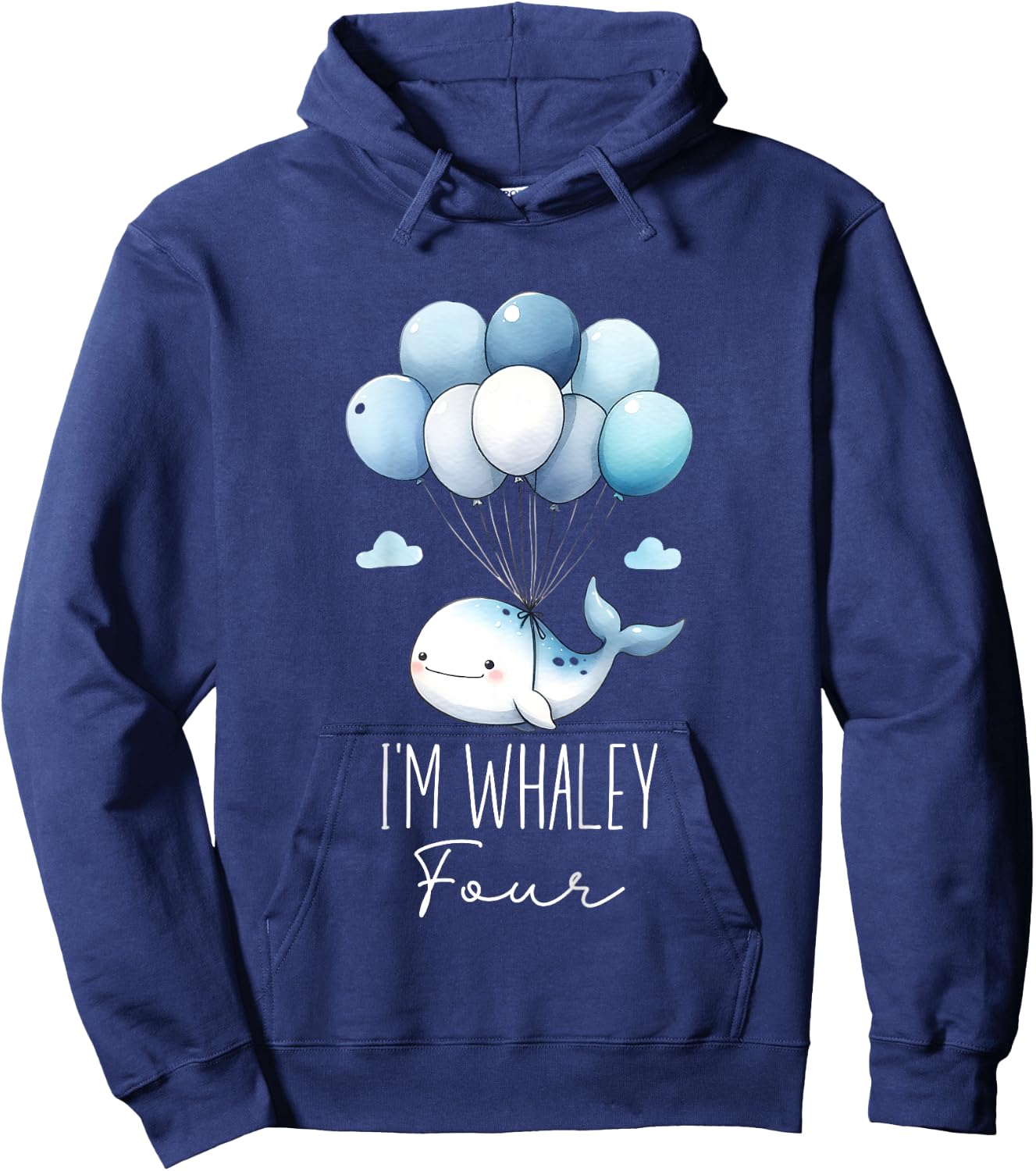 Kids Whale 4th Birthday Boys Toddler Watercolor Aquatic Sea Ocean Hoodie - Hoodie | Navy