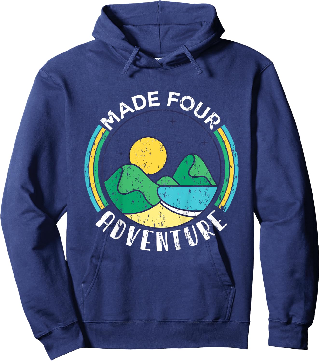 Made four adventure 4th Birthday Party camping Theme Hoodie - Hoodie | Navy