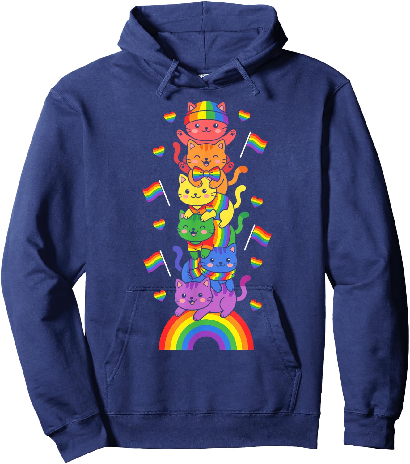 Lustige LGBT Katze Regenbogen Lesben Gay Pride Frauen Männer Hoodie - Hoodie | Navy