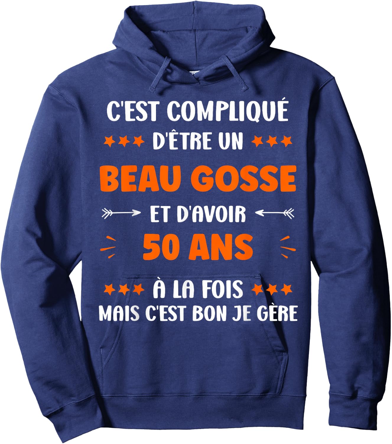 Humour Man Birthday 50 years Handsome kid 50 years , Black, S Hoodie - Hoodie | Navy