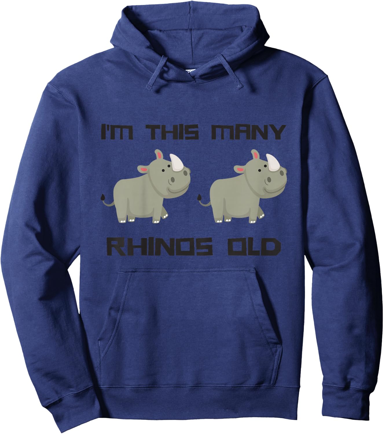 Kids I'm This Many Rhinos Old - Rhino 2nd Birthday 2 Years Old Hoodie - Hoodie | Navy