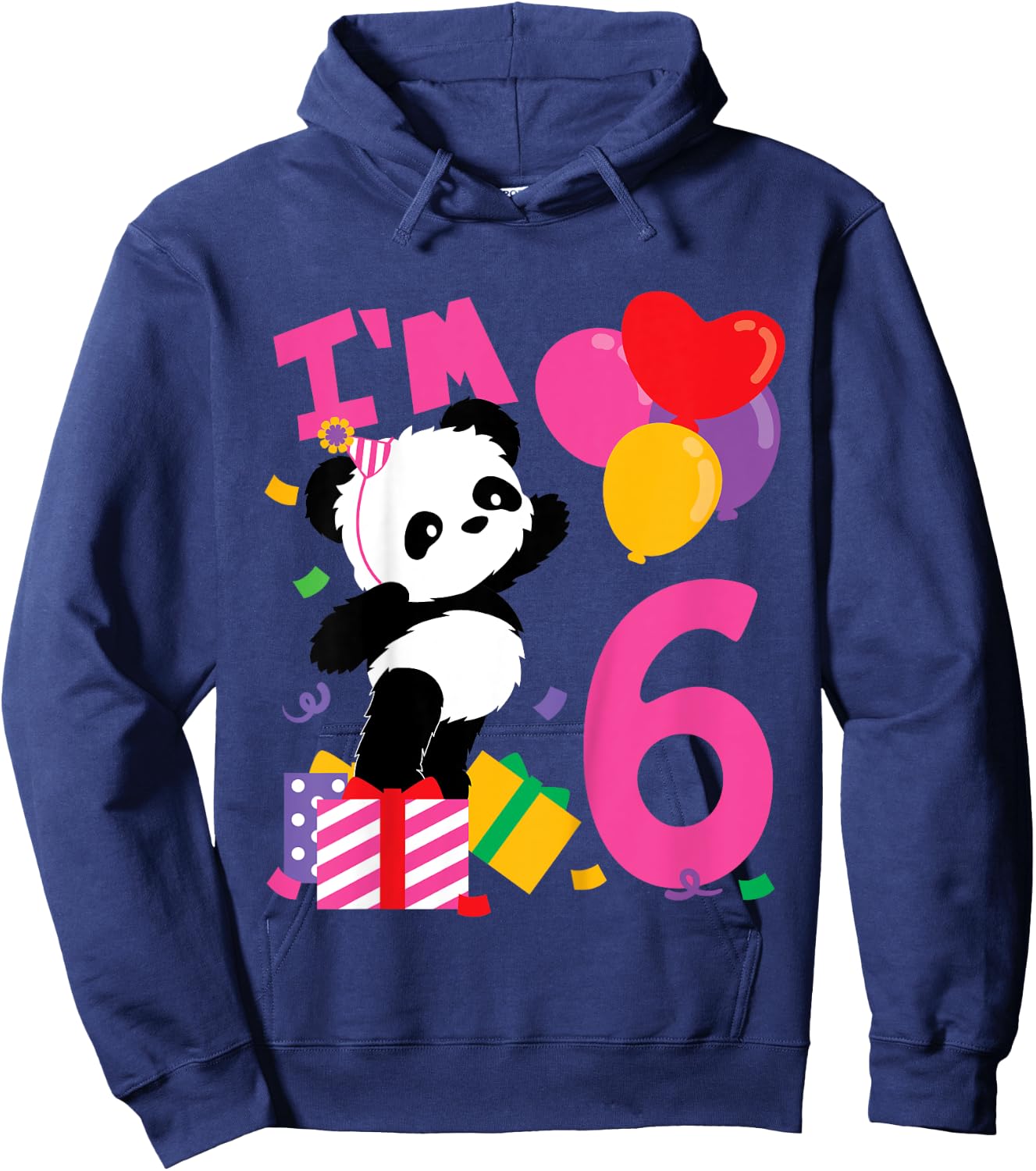 Kids 6 Years Old Girls Birthday Panda Hoodie - Hoodie | Navy