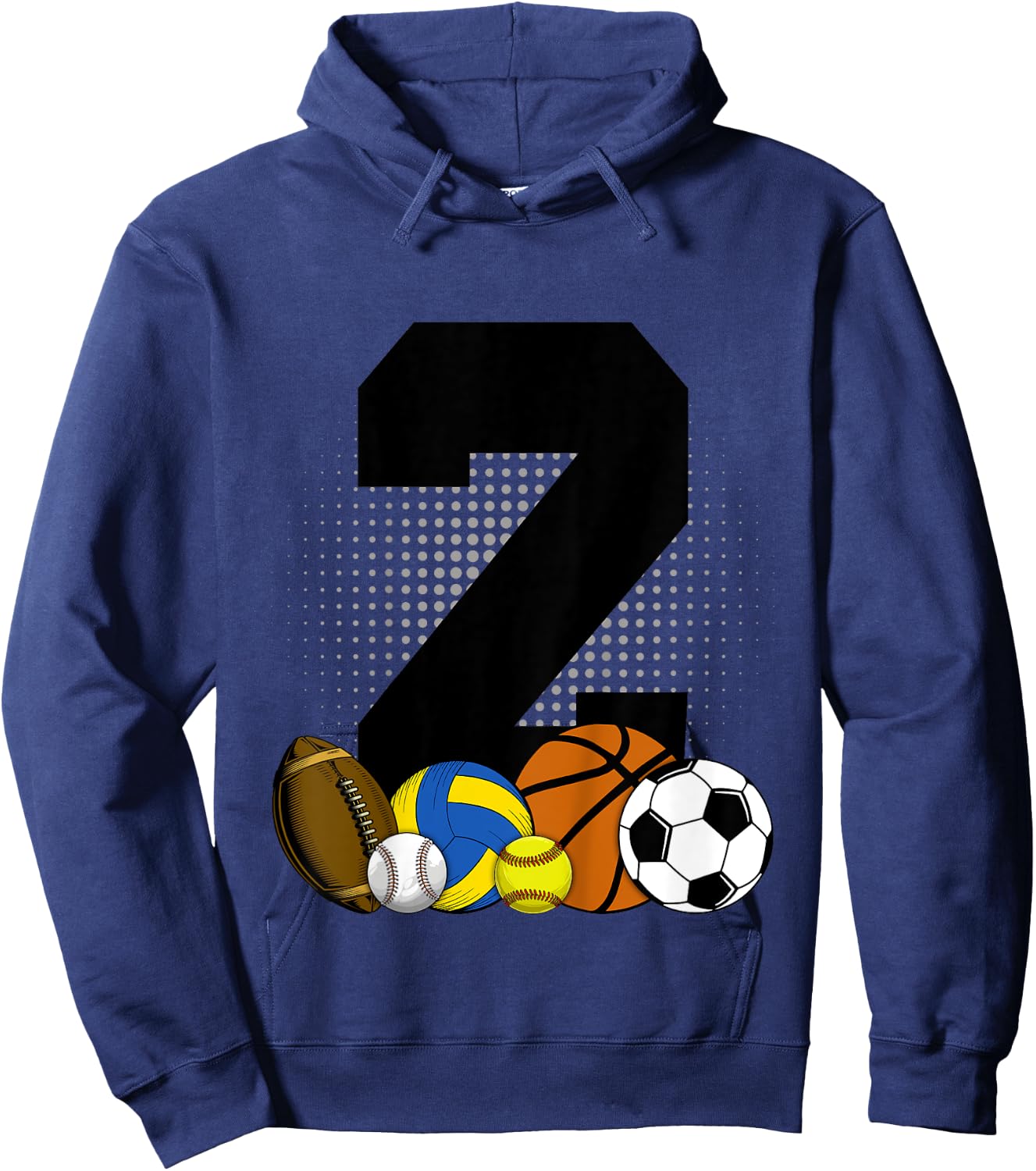 Kids 2nd Birthday Sport Ball Kids Boys 2 years Old Birthday Hoodie - Hoodie | Navy