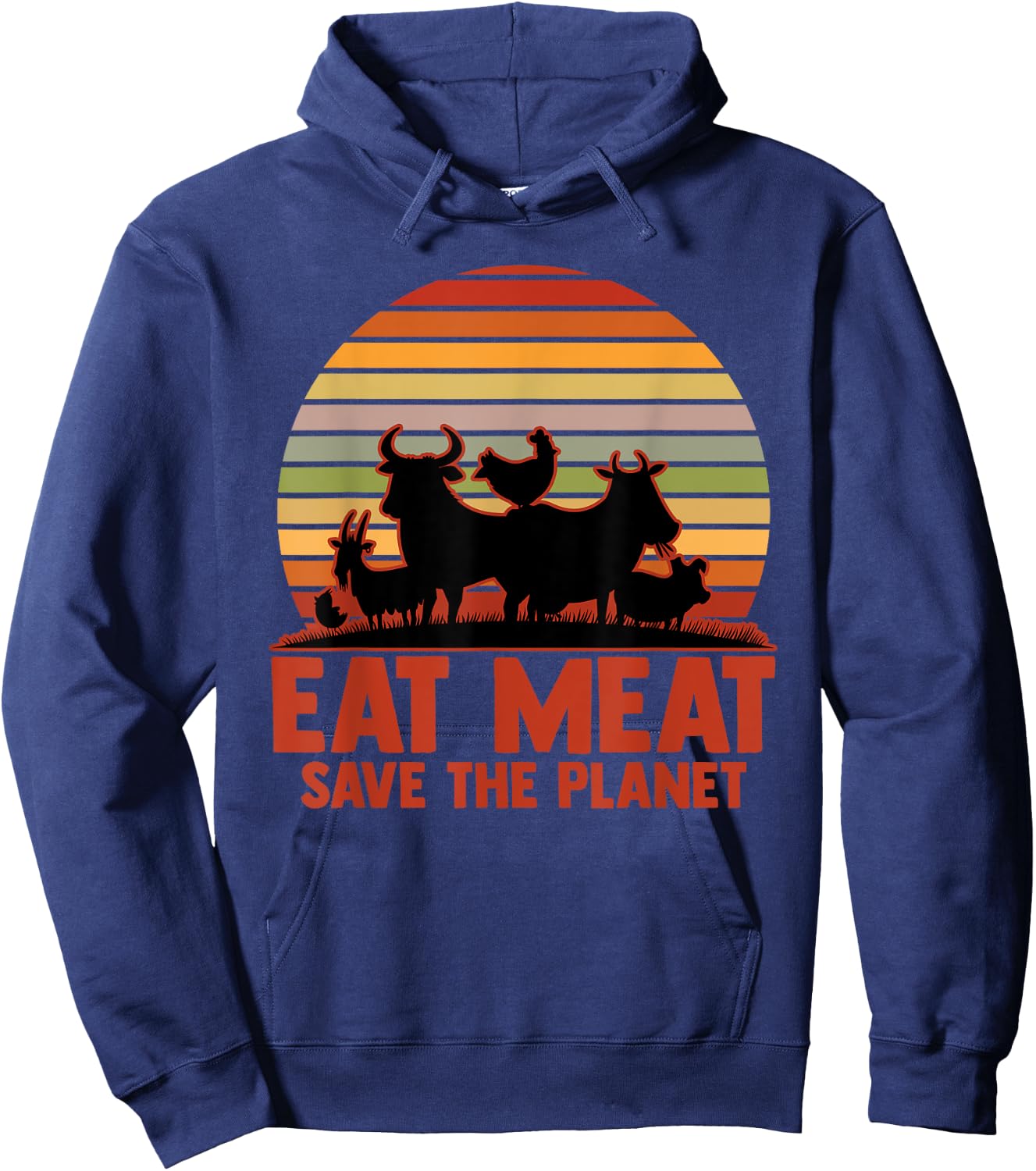 Eat Meat Save The Planet Meat Eater Grill Master Food Hoodie - Hoodie | Navy