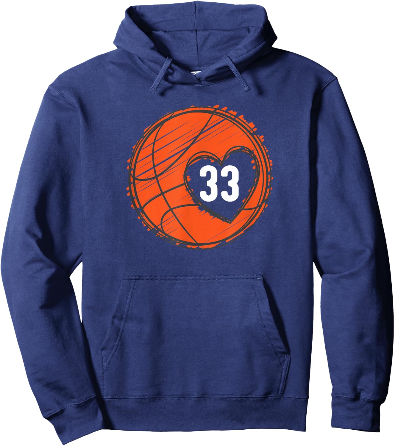 #33 Number 33 - Basketball Graphic Saying Ball Bball Cute Hoodie - Hoodie | Navy