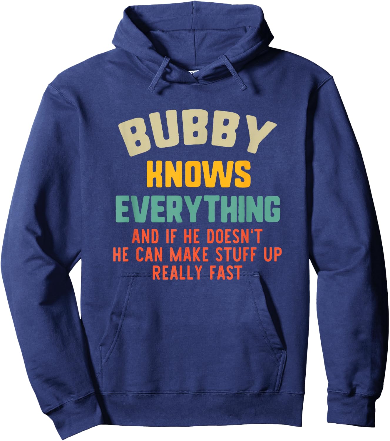 Bubby Knows Everything Vintage Grandpa Funny Hoodie - Hoodie | Navy