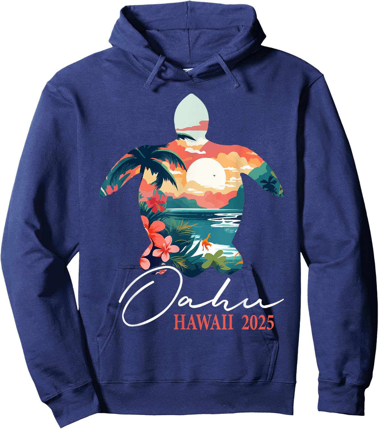 Oahu Hawaii 2025 Turtle Paradise Family Summer Vacation Hoodie - Hoodie | Navy