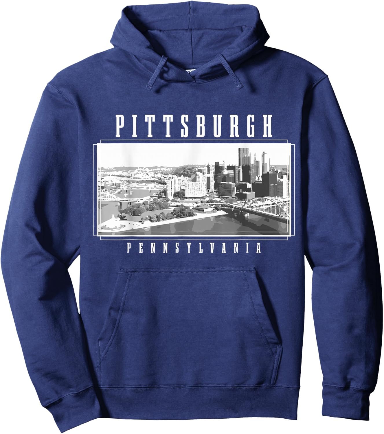 Pittsburgh Pennsylvania Vintage Skyline USA America Souvenir Hoodie - Hoodie | Navy