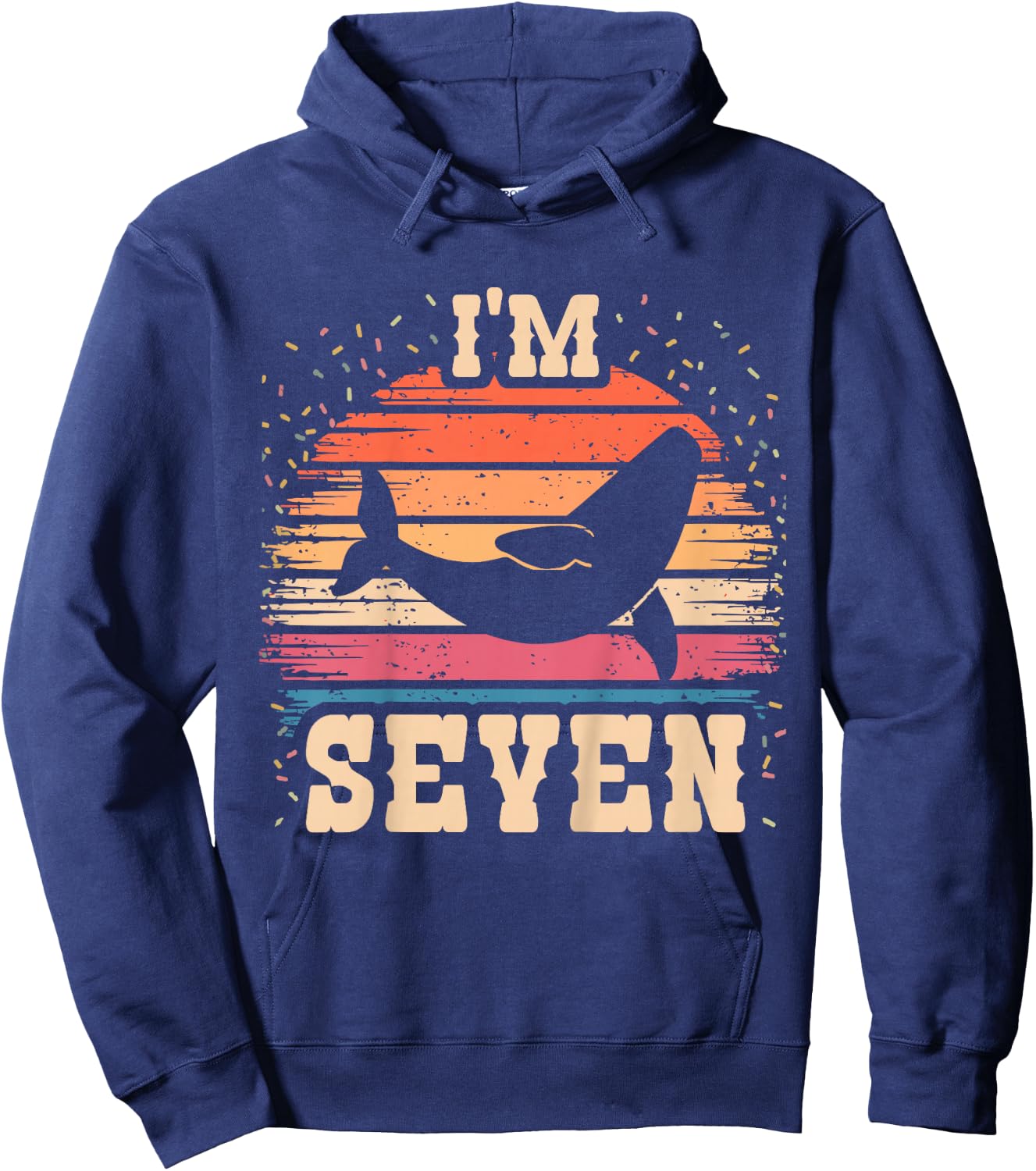 Whale 7 Year Old Birthday Boy Girl 7th Whale Birthday Hoodie - Hoodie | Navy