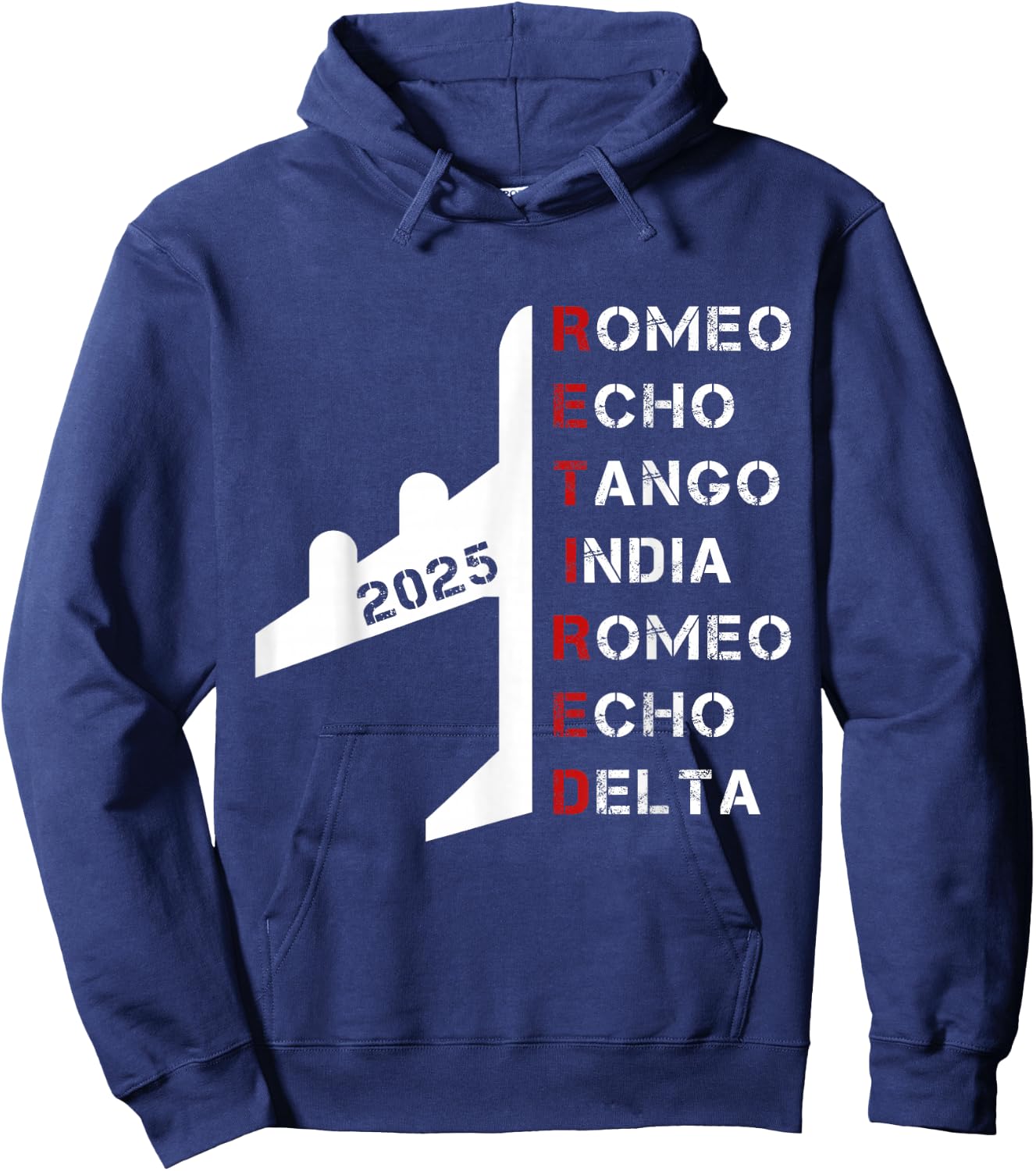 Retired Pilot 2025 Phonetic Alphabet Retirement Gift Hoodie - Hoodie | Navy