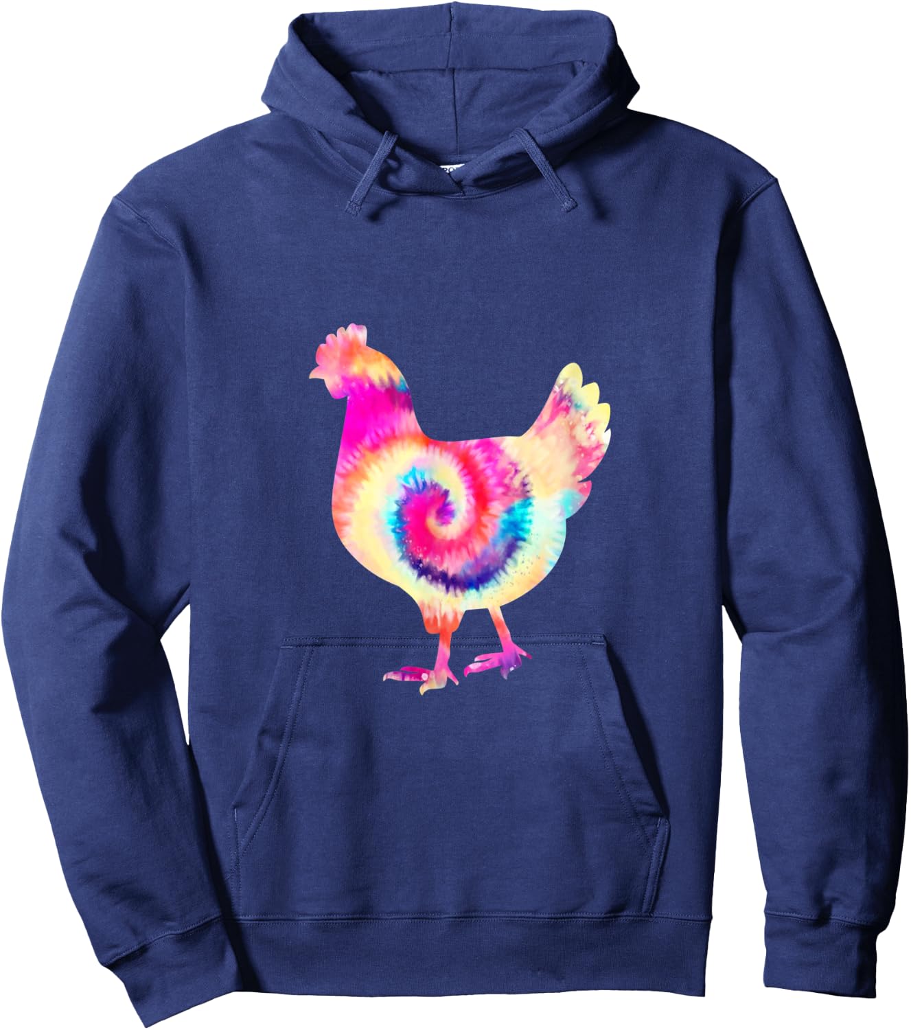 Retro Tie Dye Chicken Hen Peace Love Groovy Boho Reggae Hoodie - Hoodie | Navy