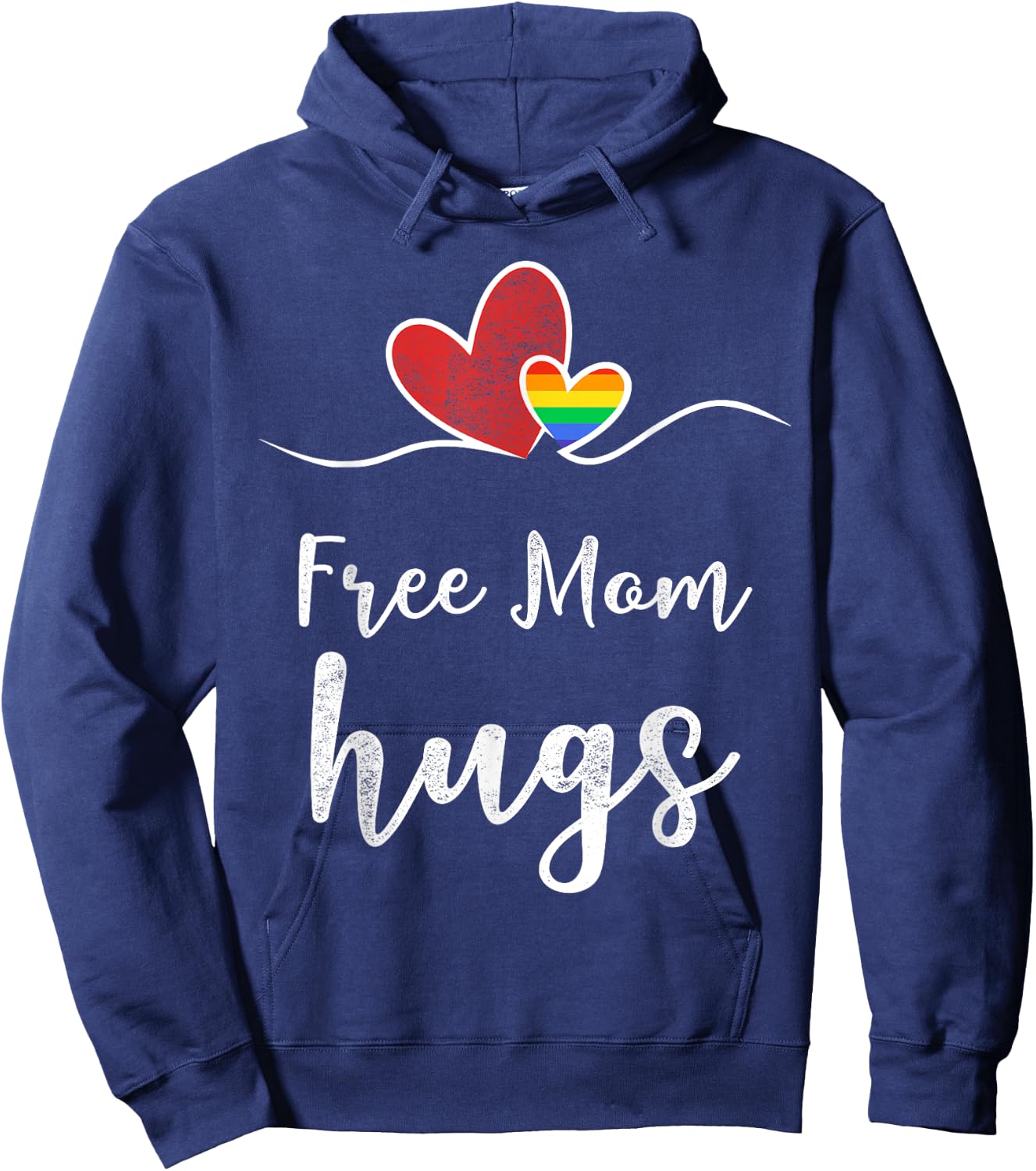 Women Heart Free Mom Hugs Rainbow Hoodie - Hoodie | Navy