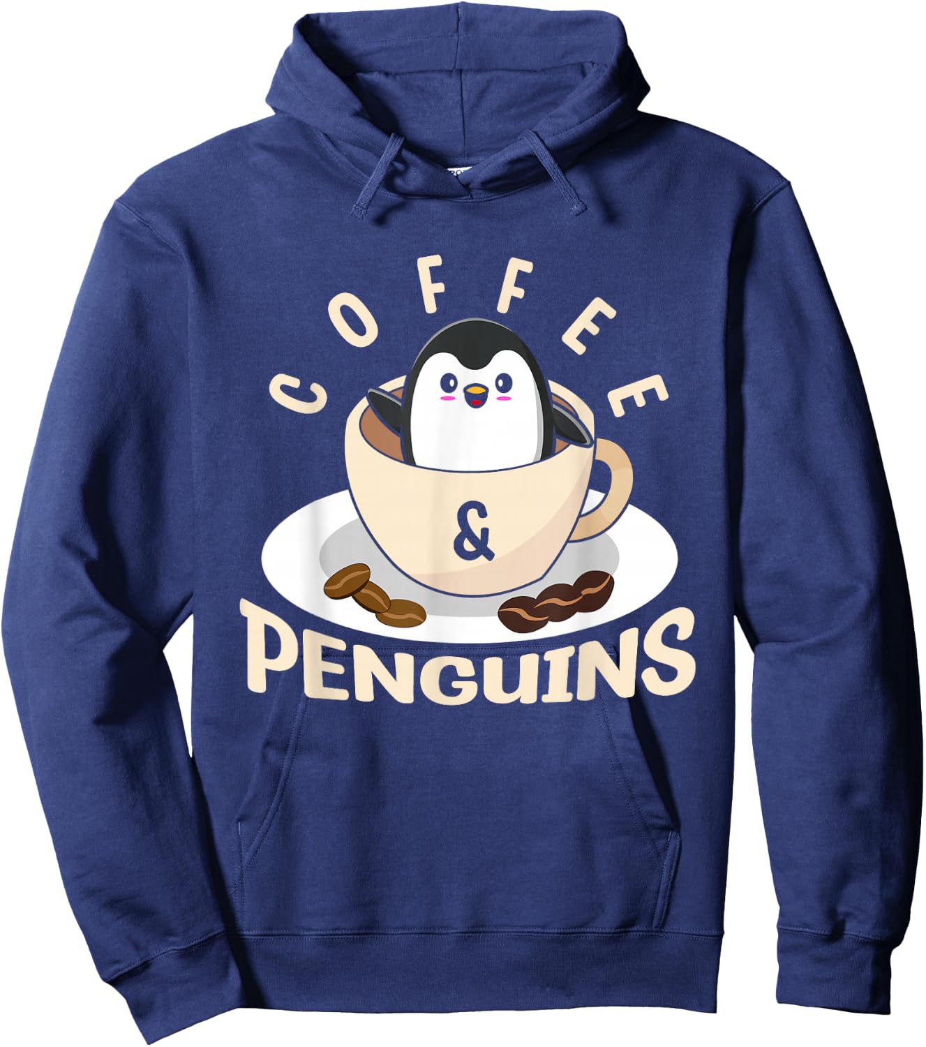 Coffee And Penguins Aquatic Flightless Bird Winter Penguin Hoodie - Hoodie | Navy