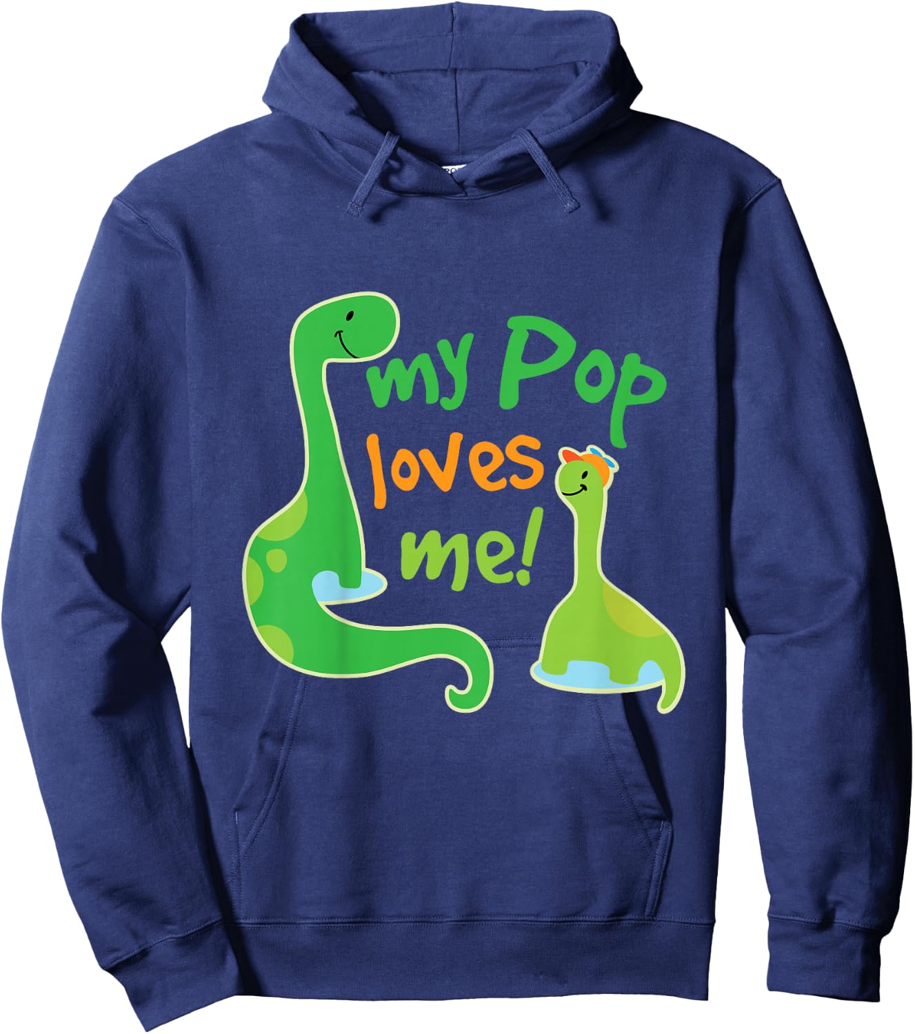 Kids My Pop Loves Me Grandson Dinosaur Hoodie - Hoodie | Navy