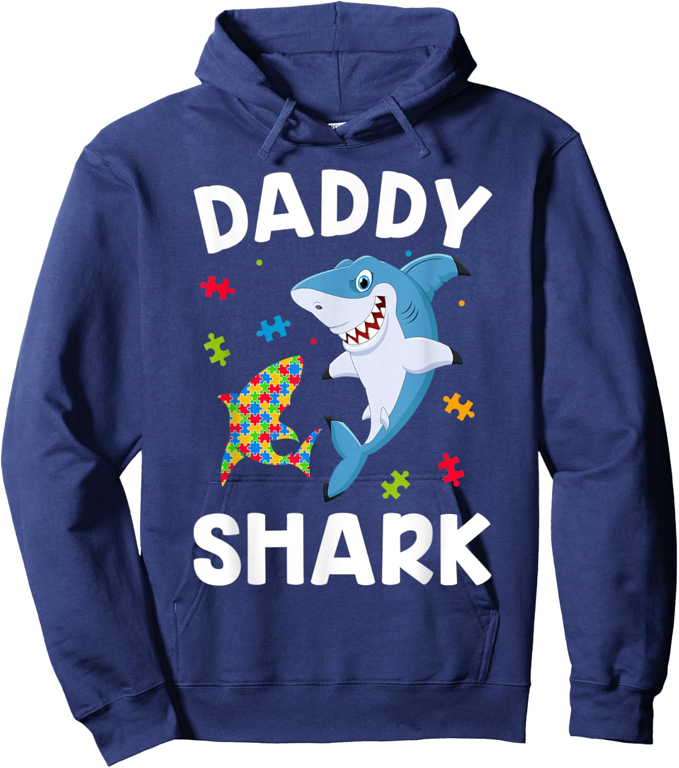 Daddy Shark Funny Father Autism Awareness Day Gift Dad Hoodie - Hoodie | Navy