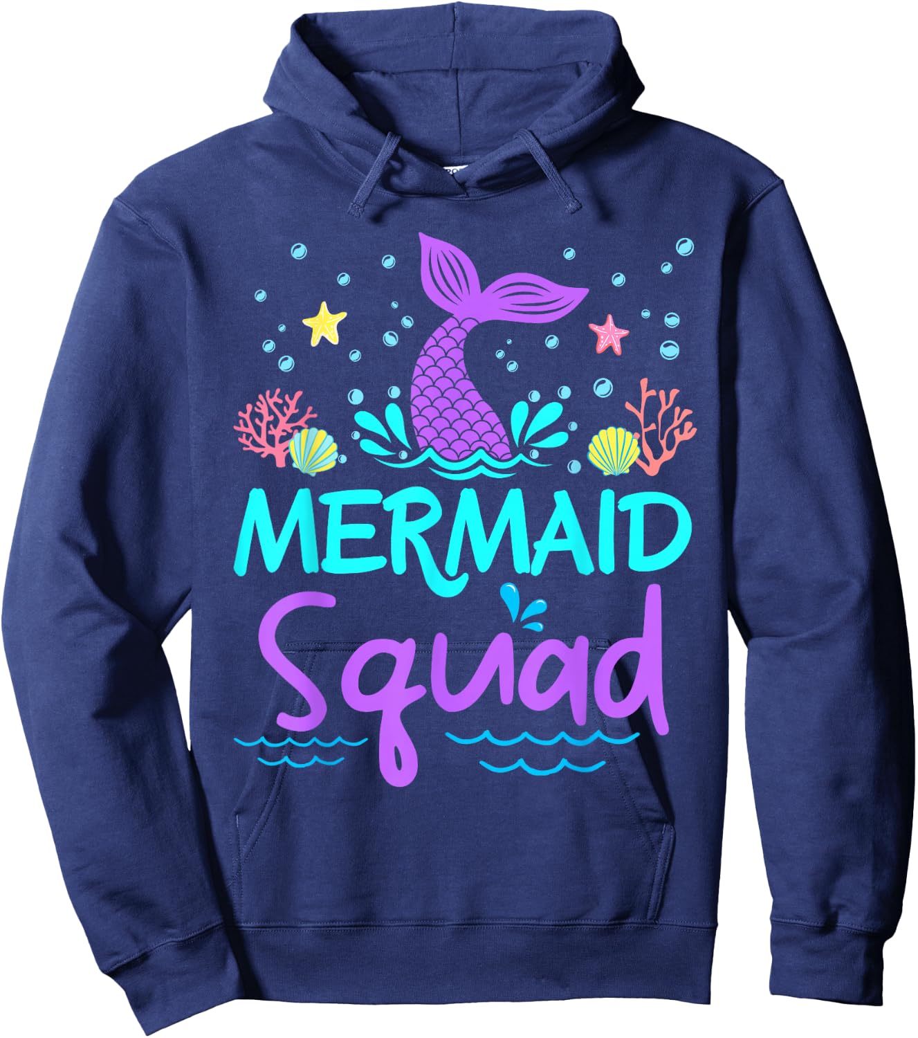 Mermaid Squad Birthday Girl Women Kids Family Matching Party Hoodie - Hoodie | Navy