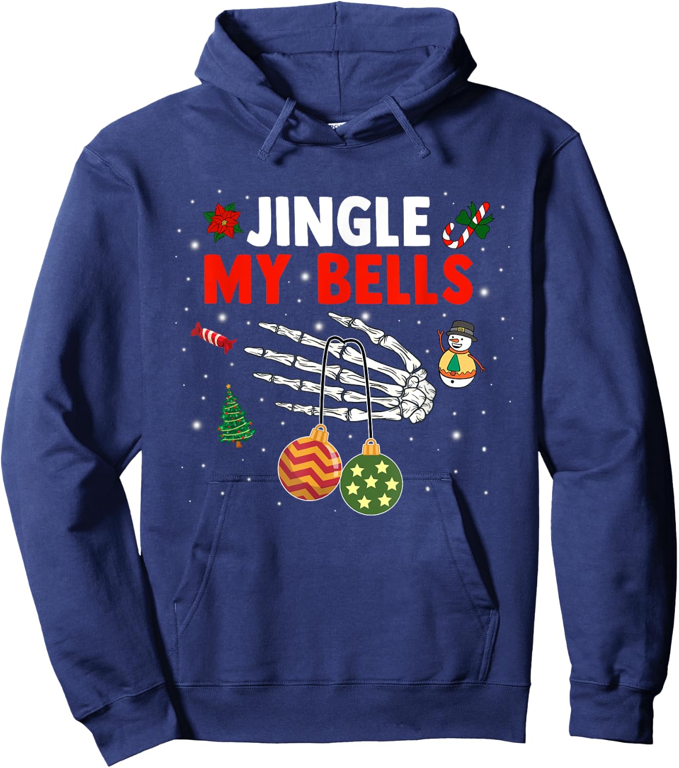 Jingle My Bells Feel The Joy Christmas Matching Couples Hoodie - Hoodie | Navy