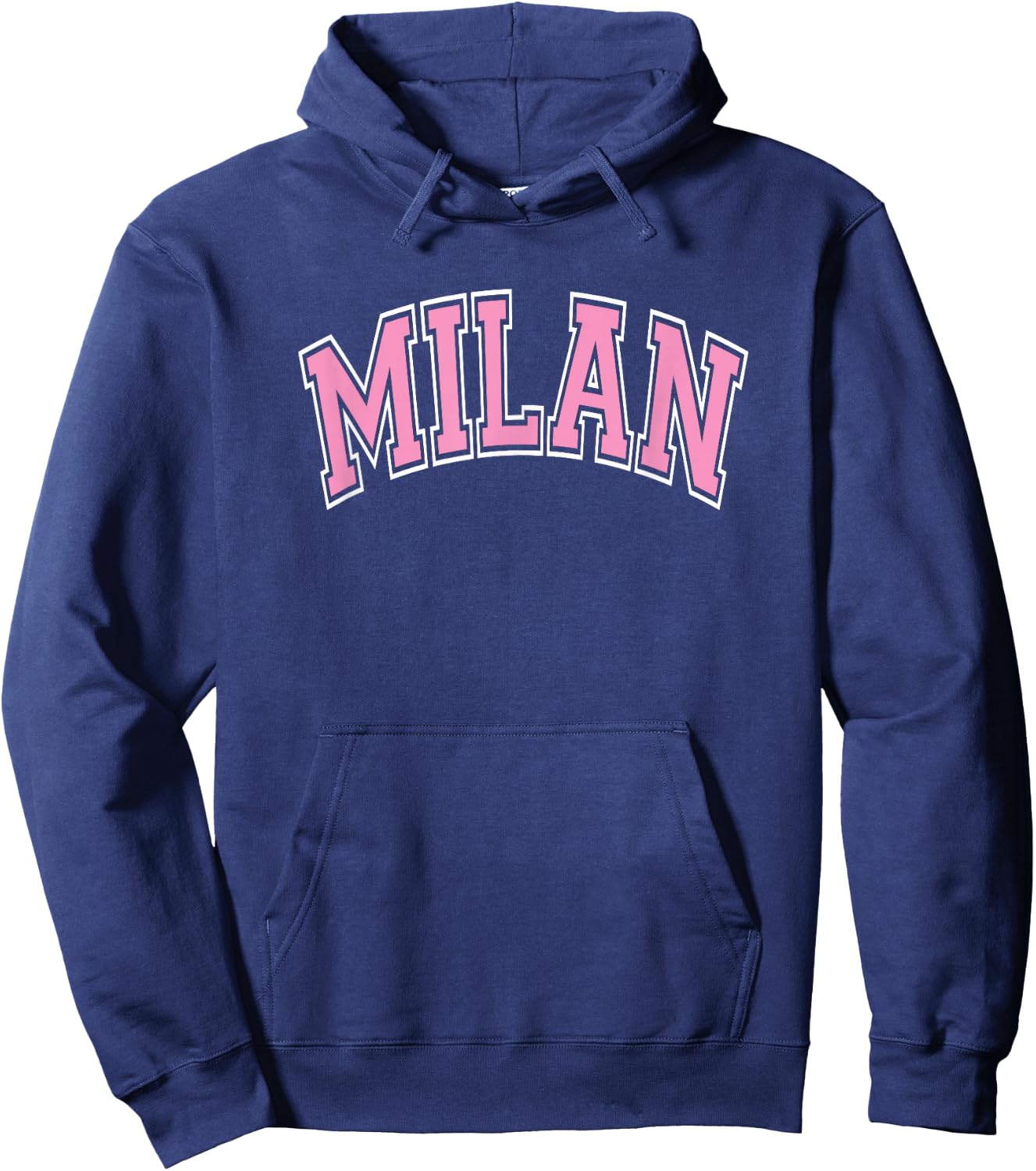 Milan Arched Pink Text Hoodie - Hoodie | Navy