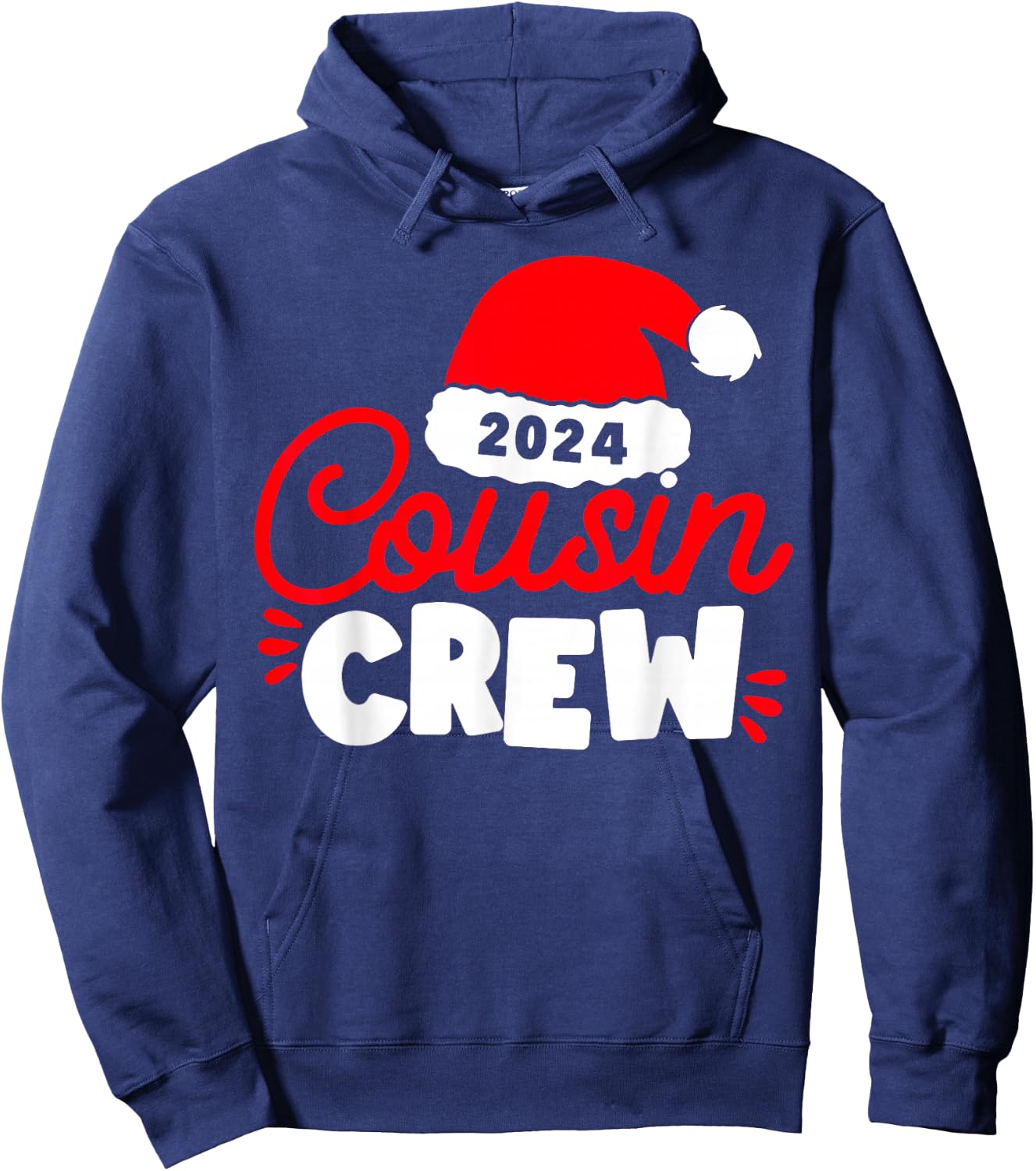 Funny Cousin Crew Santa Hat Matching Christmas Family Group Hoodie - Hoodie | Navy