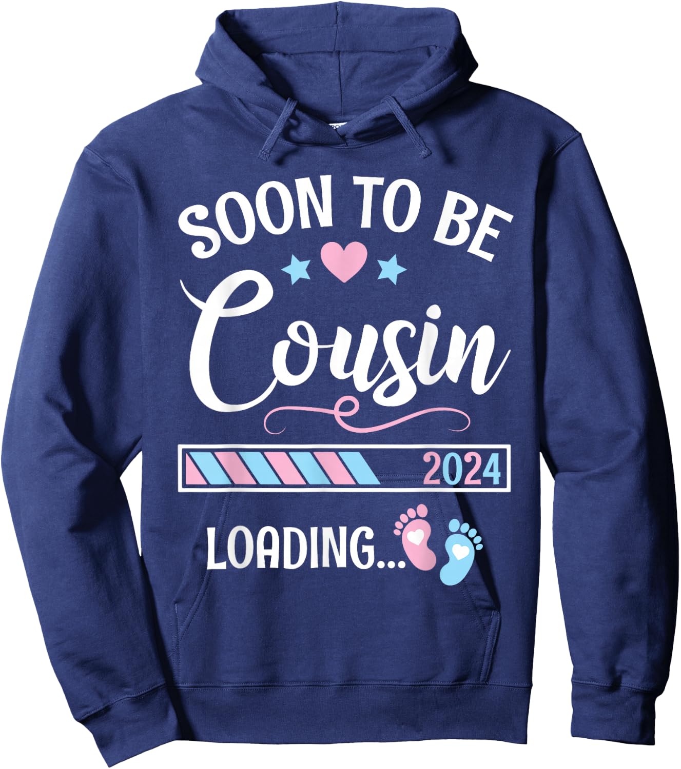 Heart Stars Happy Mother Day Soon To Be Cousin 2024 Loading Hoodie - Hoodie | Navy