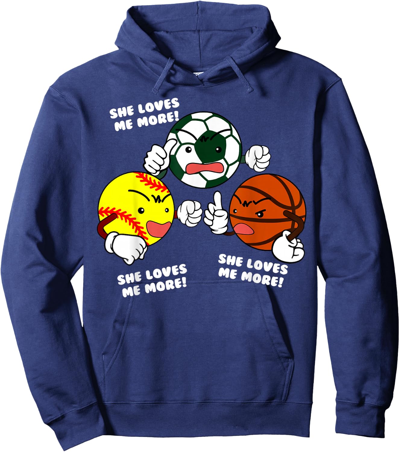 She Loves Me More Funny Softball Soccer Basketball Player Hoodie - Hoodie | Navy