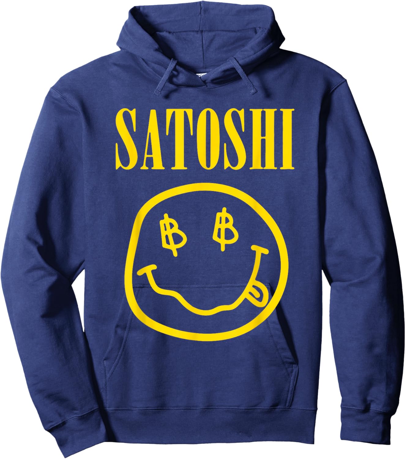 Satoshi Nakamoto Yellow Smile , black Hoodie - Hoodie | Navy