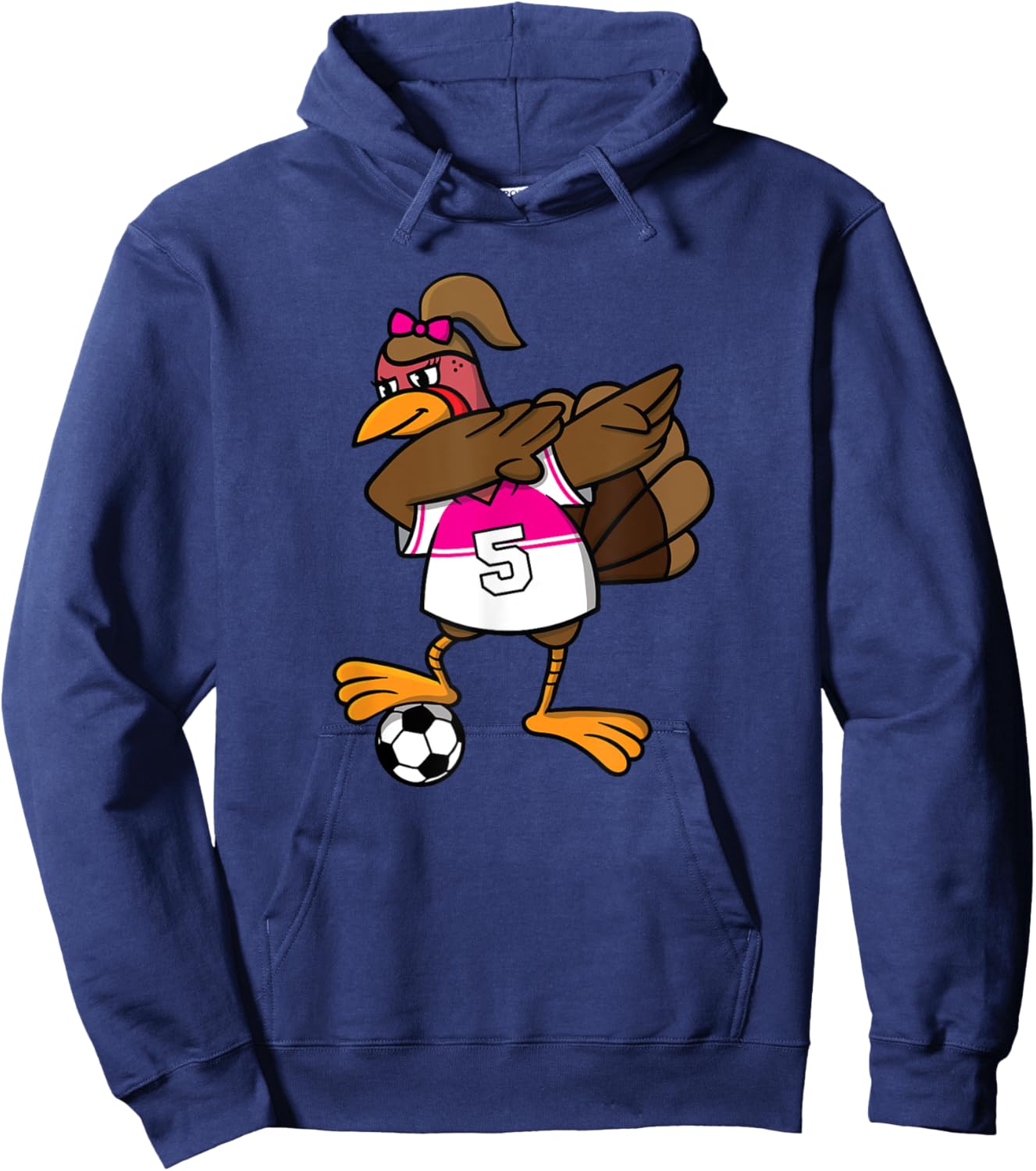 Thanksgiving Turkey Shirt for Girls Soccer Dab Dabbing Funny Hoodie - Hoodie | Navy