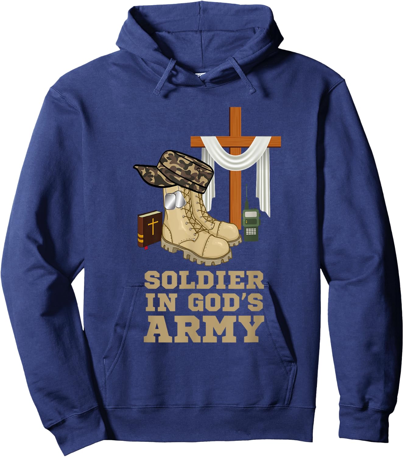 Christian Soldier In God's Army Military Jesus Christ Cross Hoodie - Hoodie | Navy