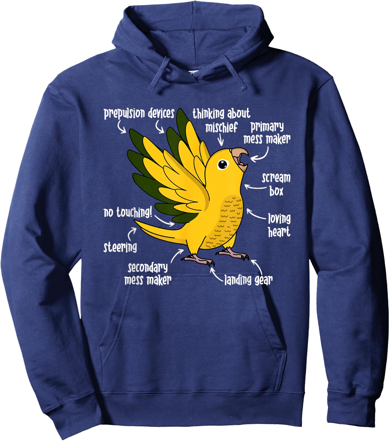 Parrot Anatomy I Golden Conure Hoodie - Hoodie | Navy